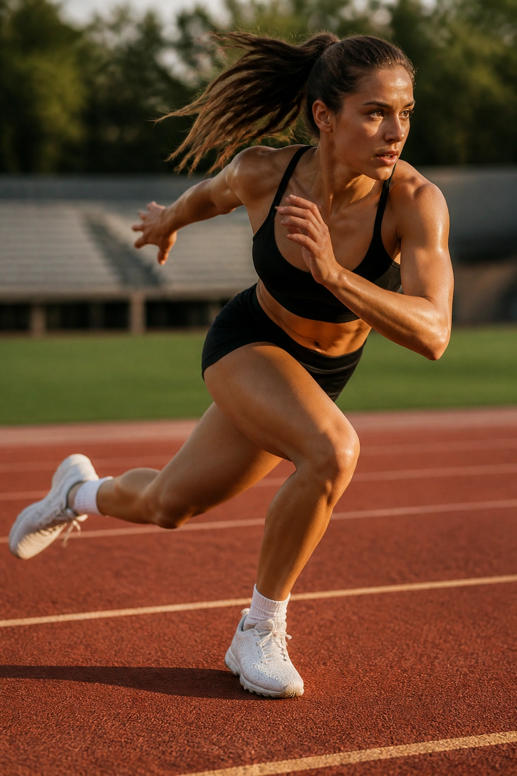 Close-up of athlete performing lateral skater drill outdoors