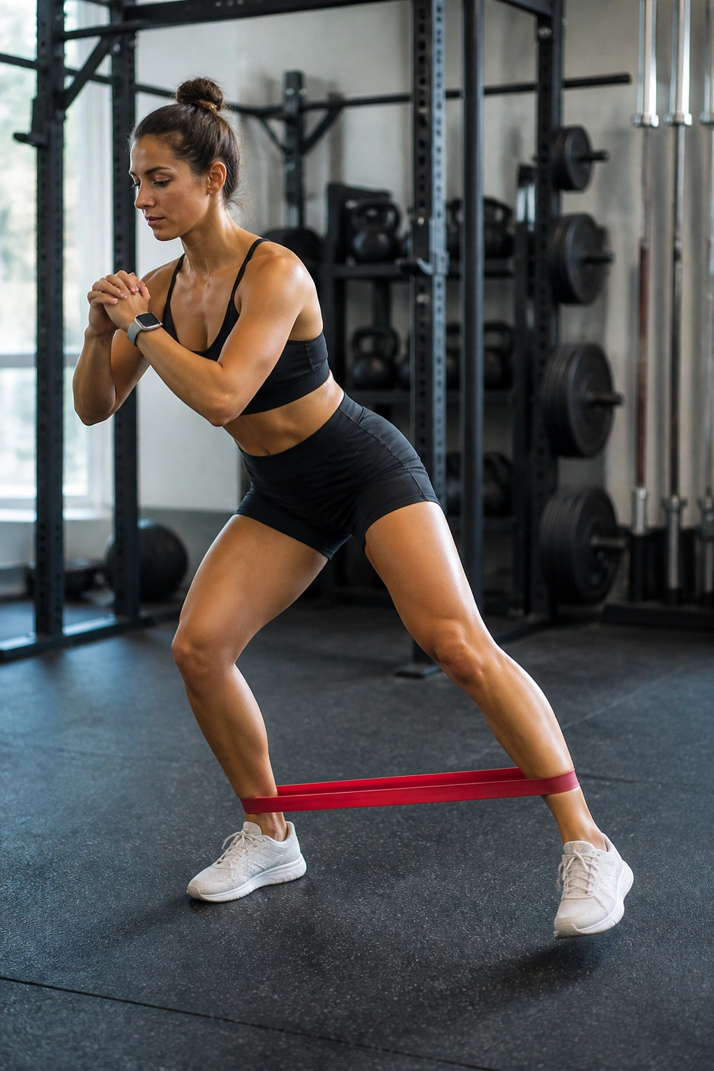 Lateral band walk with hip stability exercise
