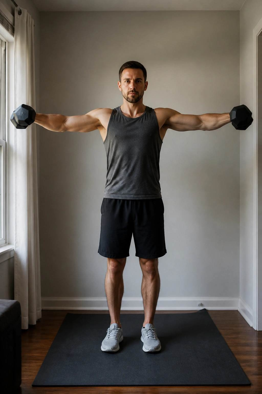 Lateral raises in tight space targeting side delts