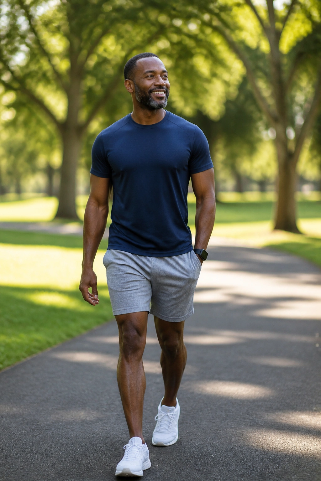 Person walking in park as part of maintenance week cardio