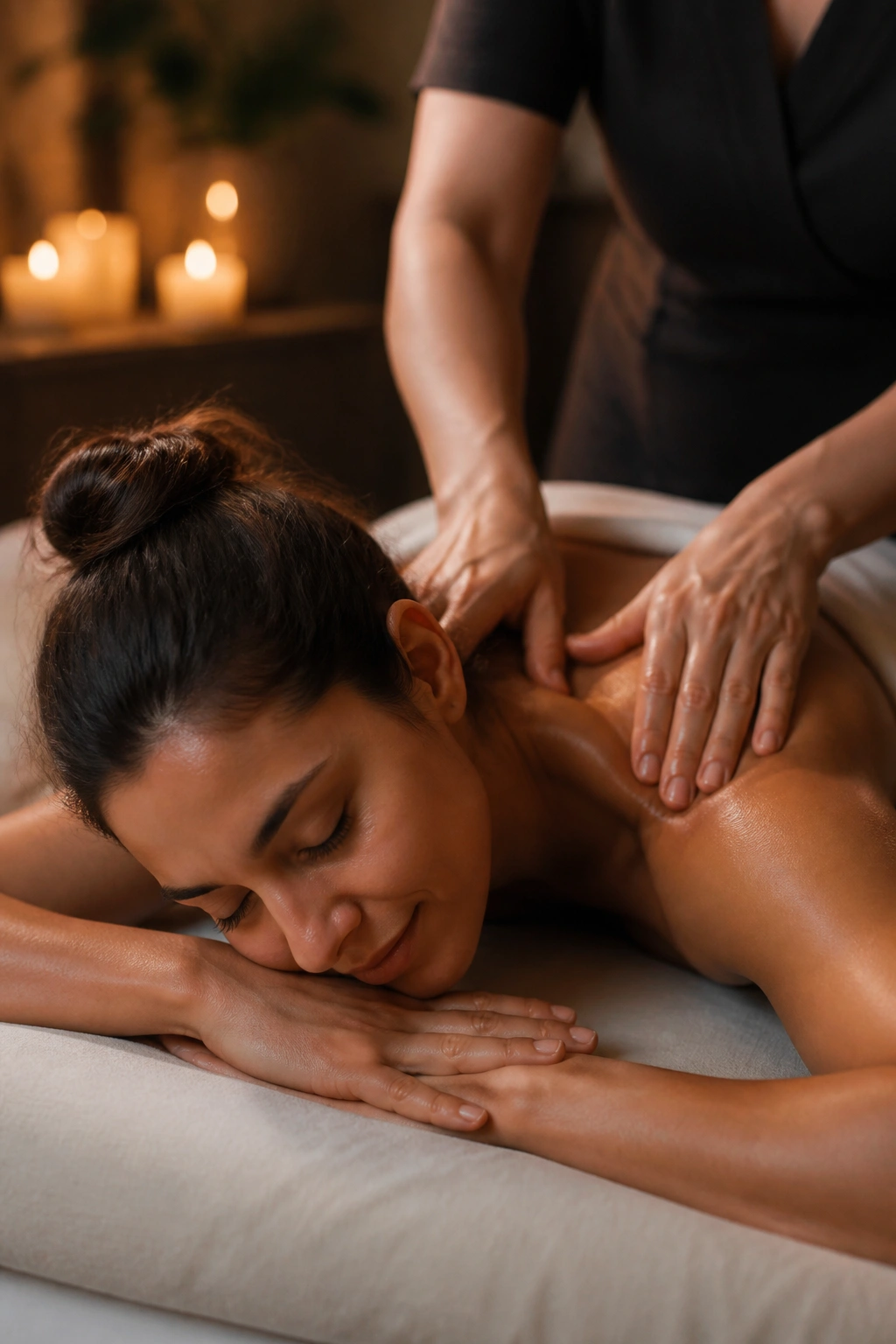 Massage session in a calm spa room