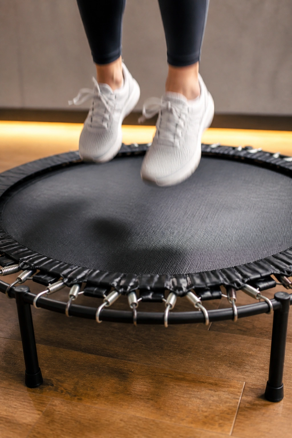 Close-up of mini-trampoline mat ready for rebound in a gym