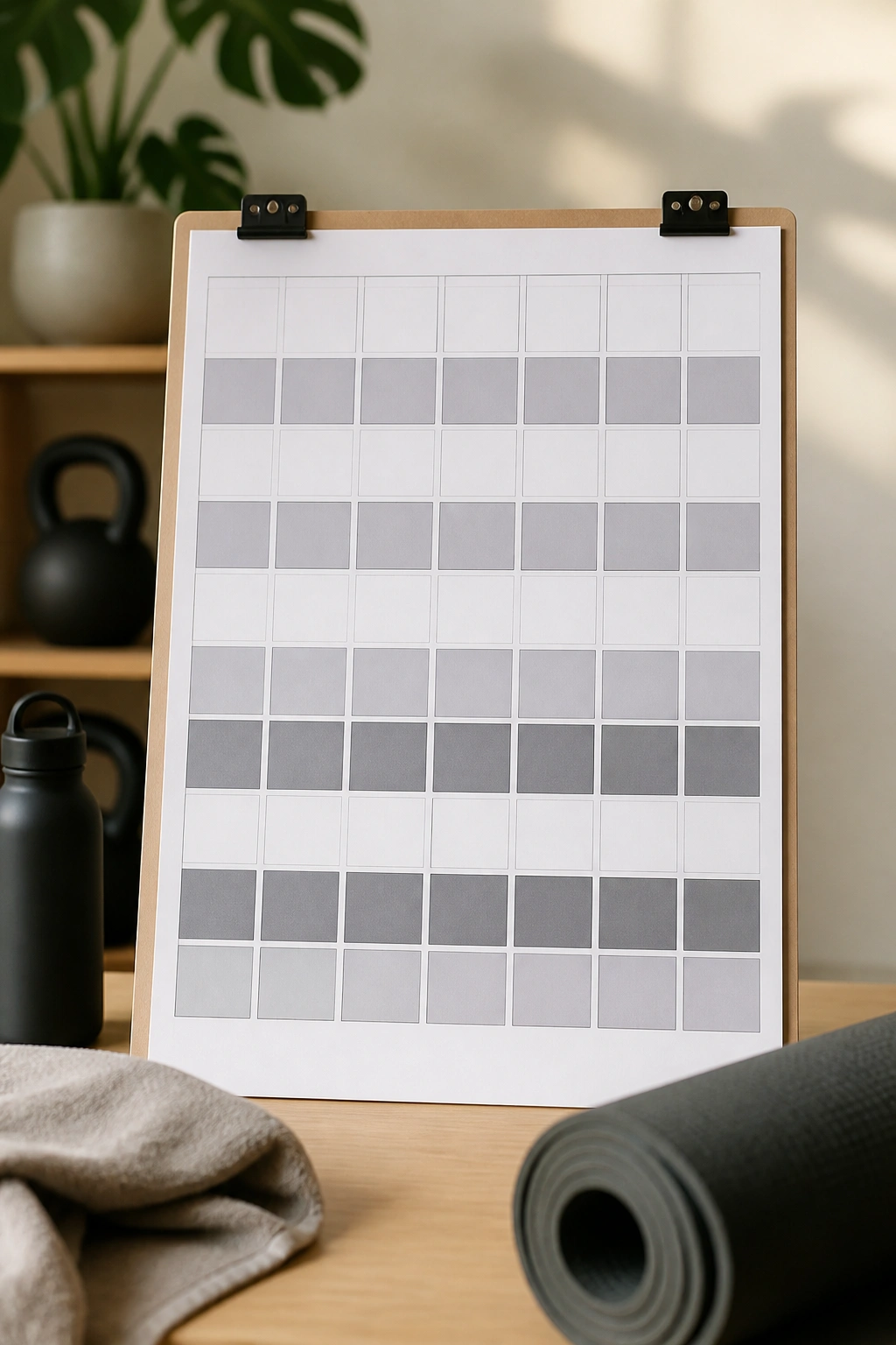 Vertical mobility and core calendar with small boxes on a calm desk
