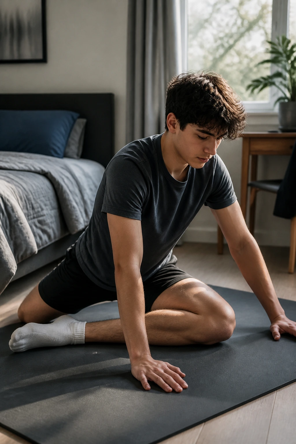Teen performing mobility flow for hips and shoulders