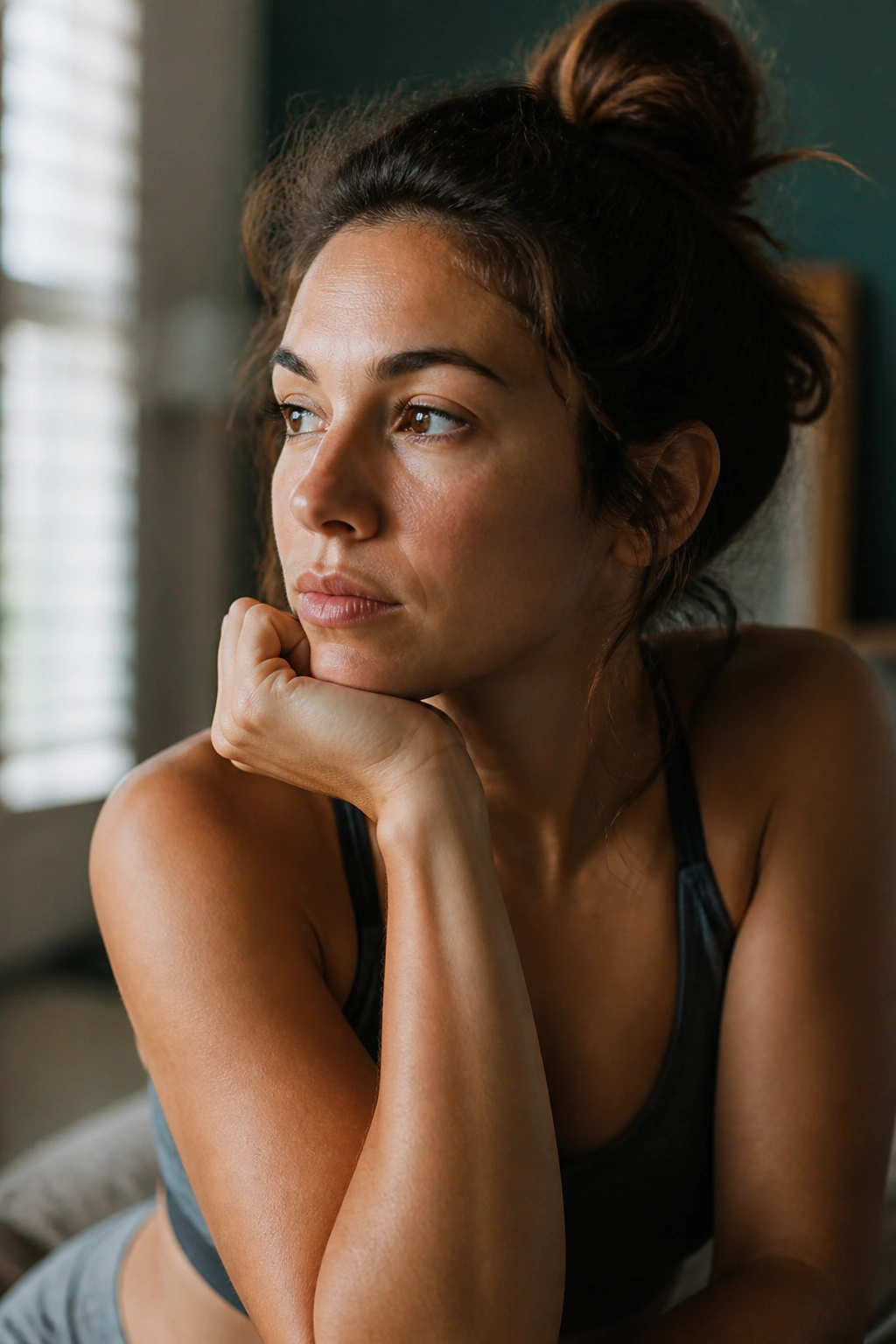Close-up portrait capturing mood and stress tone