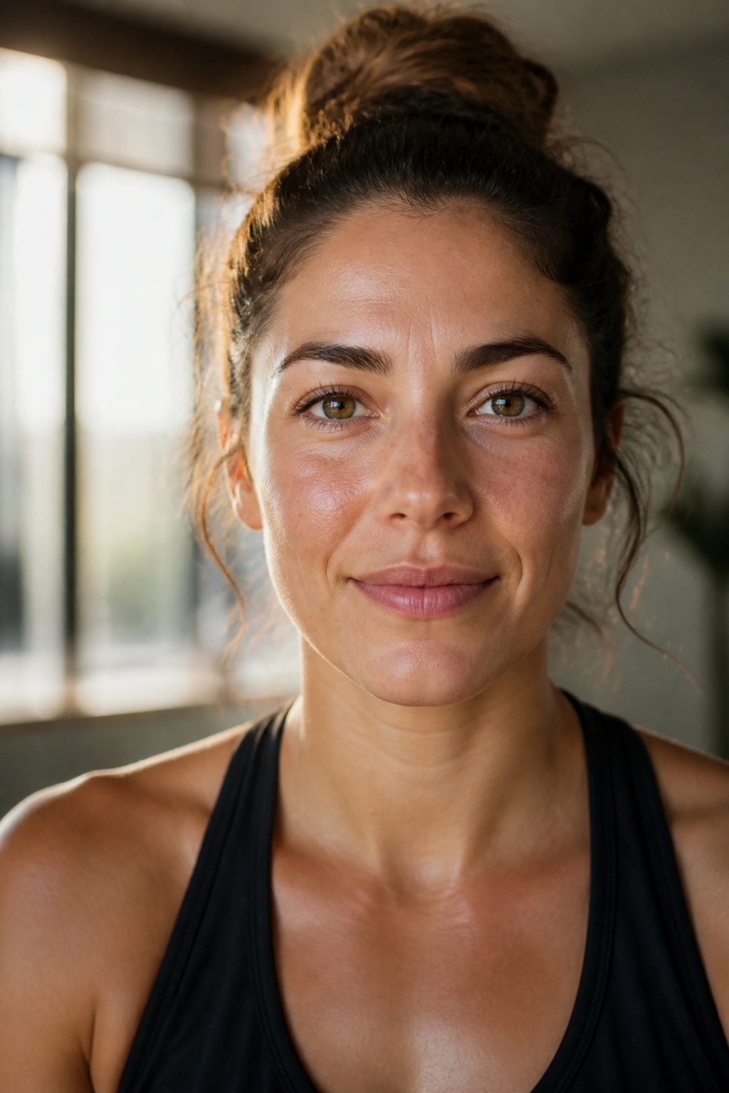 Close-up portrait showing regained nervous system alertness after rest.