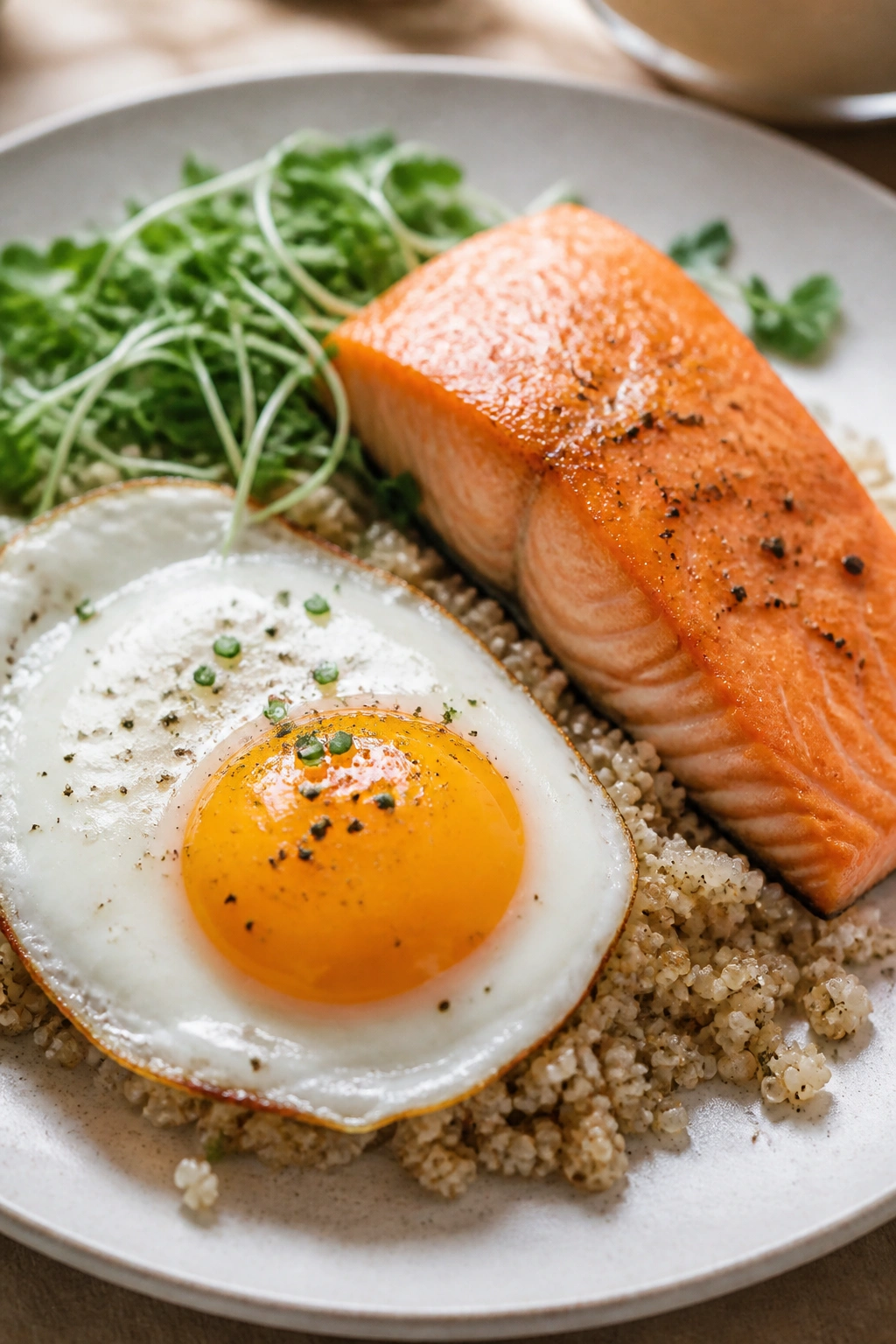 Egg and salmon on a plate
