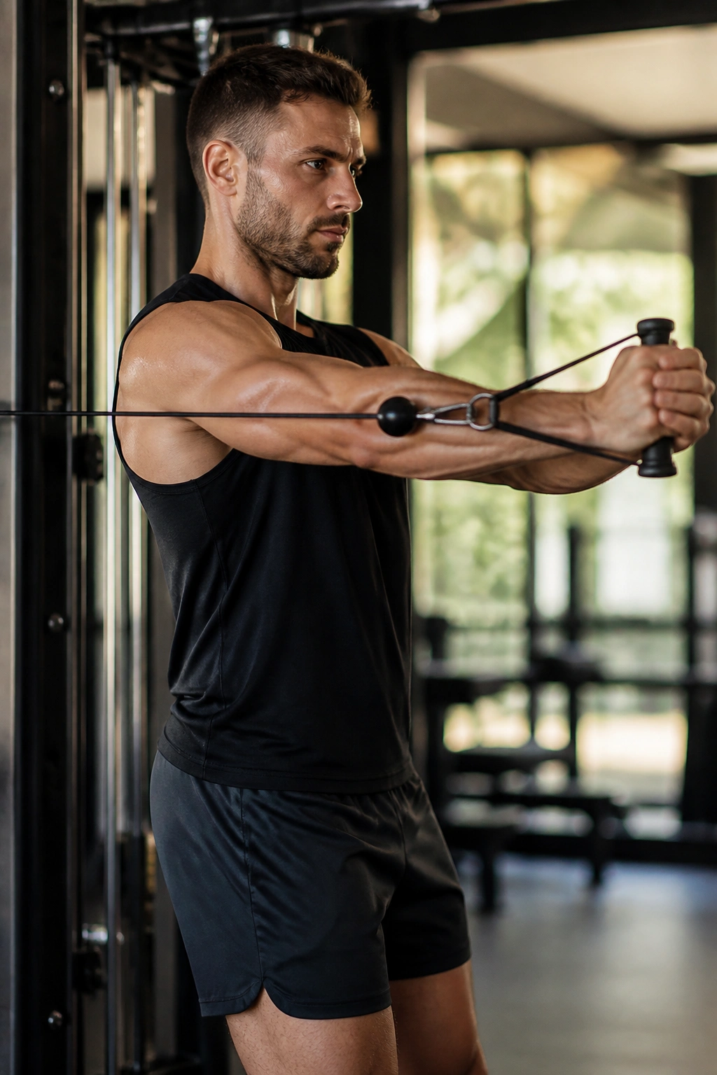 Pallof press in side stance with anti-rotation cable press