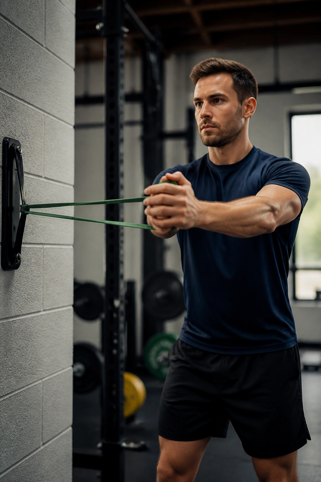 Close-up of a person performing Pallof press for anti-rotation core