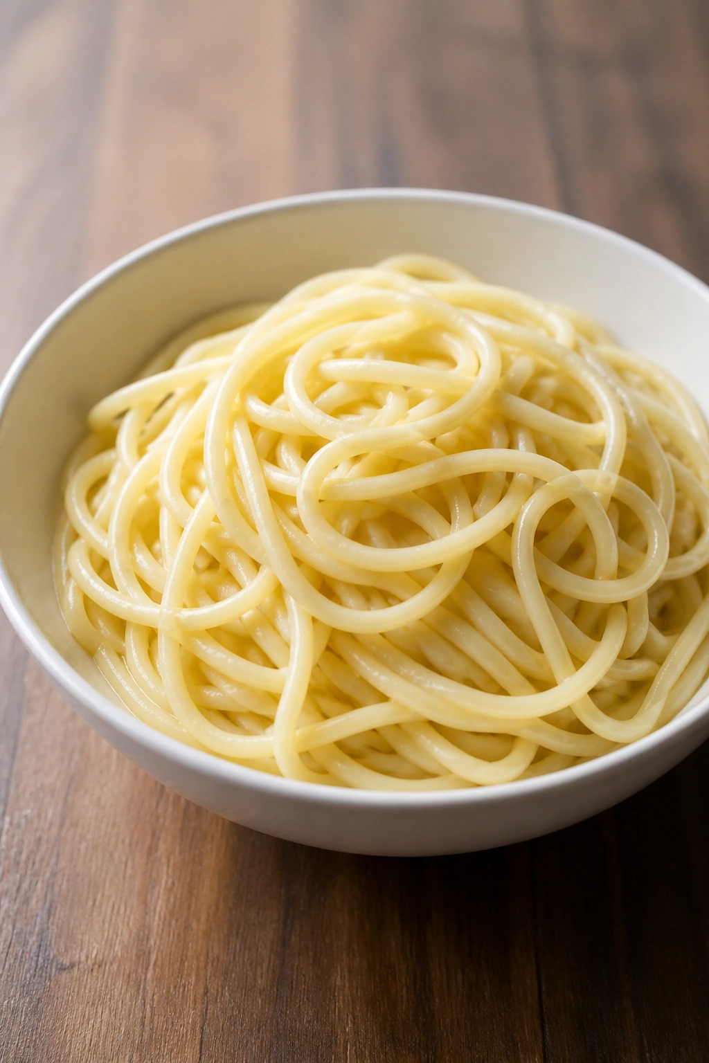 Close-up of plain noodles in a bowl
