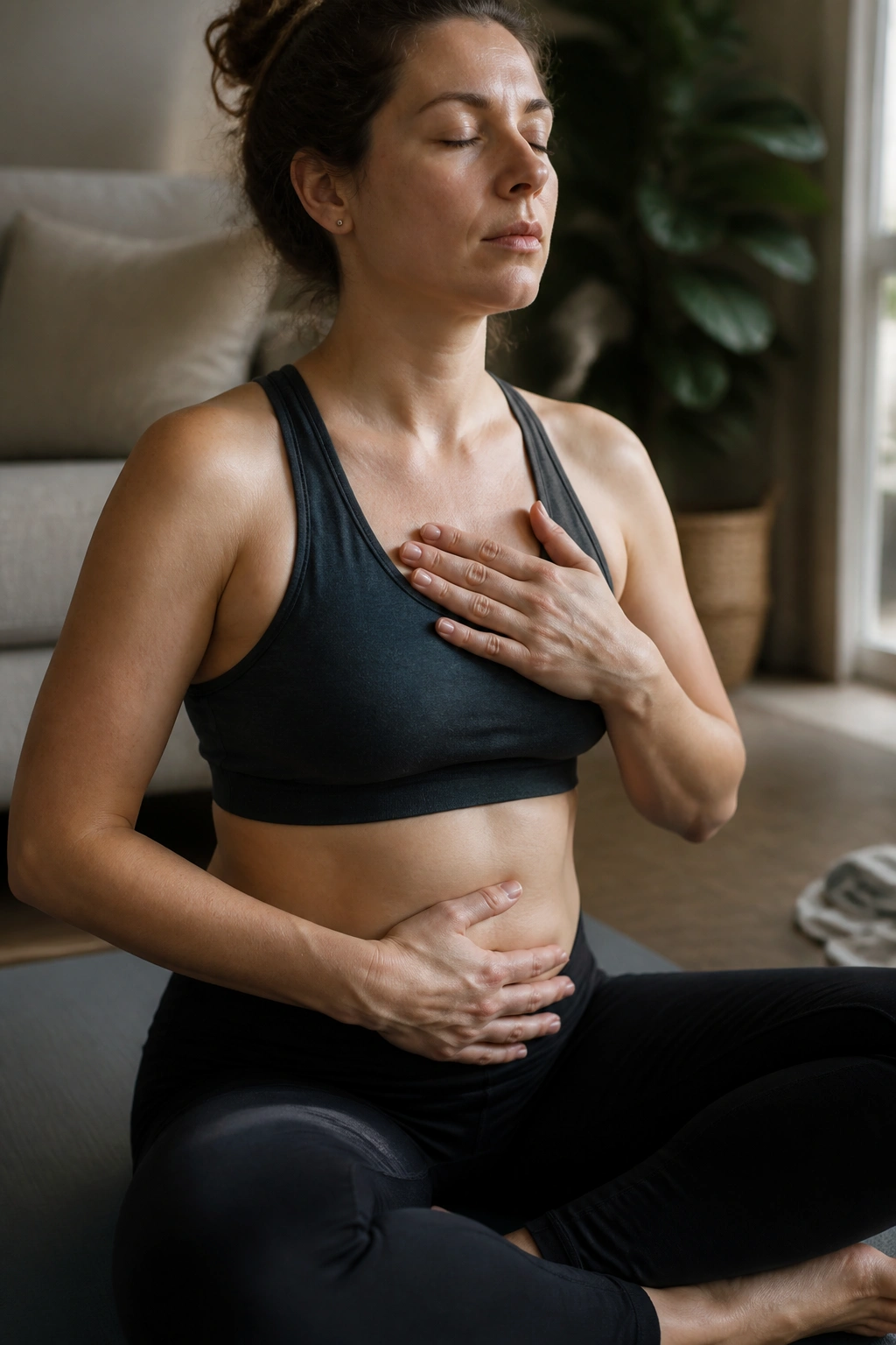 Postpartum breathing routine at home