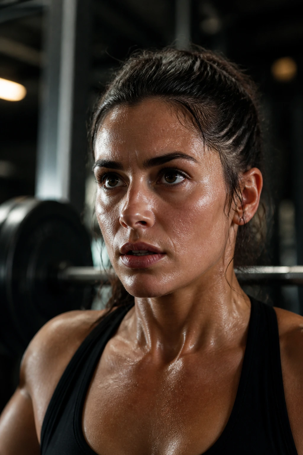 Lifter with focused expression illustrating a personal record (PR) moment