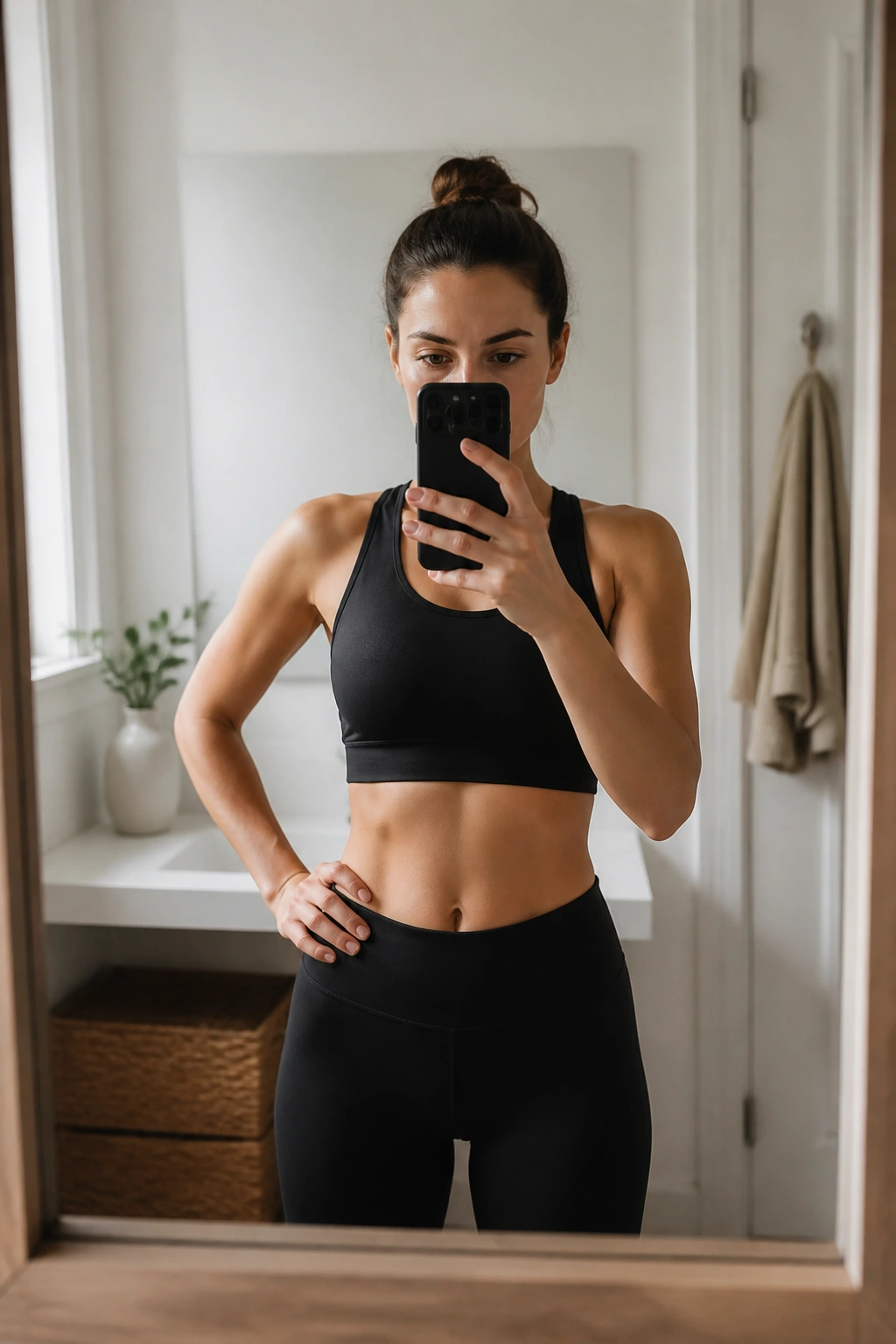 Person taking a progress photo with smartphone in bright room