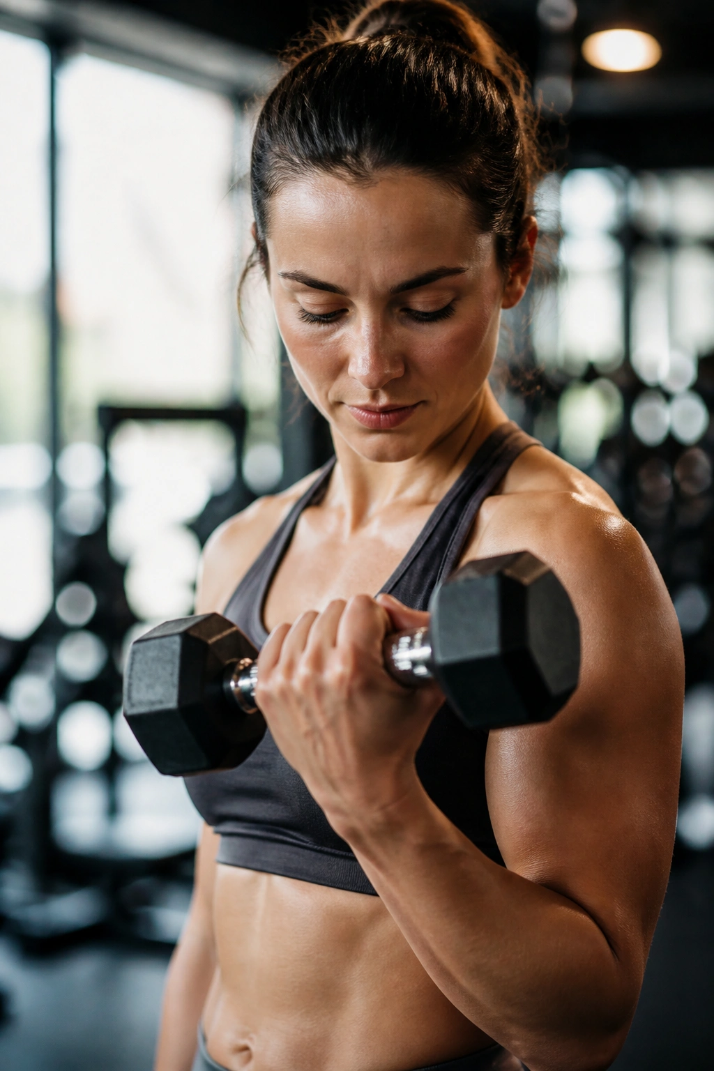 Person making small weight progression with focused effort