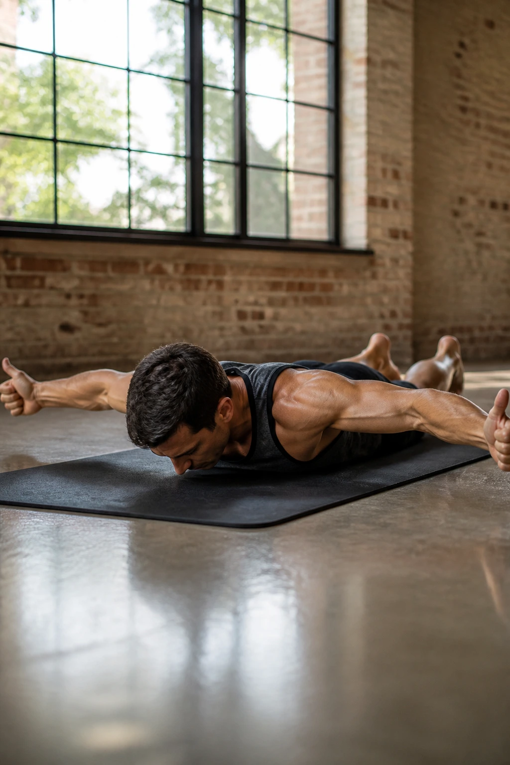 Close-up of a person performing prone T raises to train rear delts and mid-back