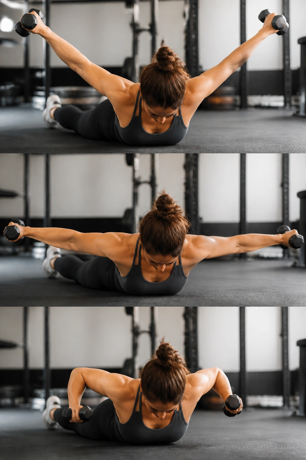 Close-up of a person performing prone Y-T-W raises