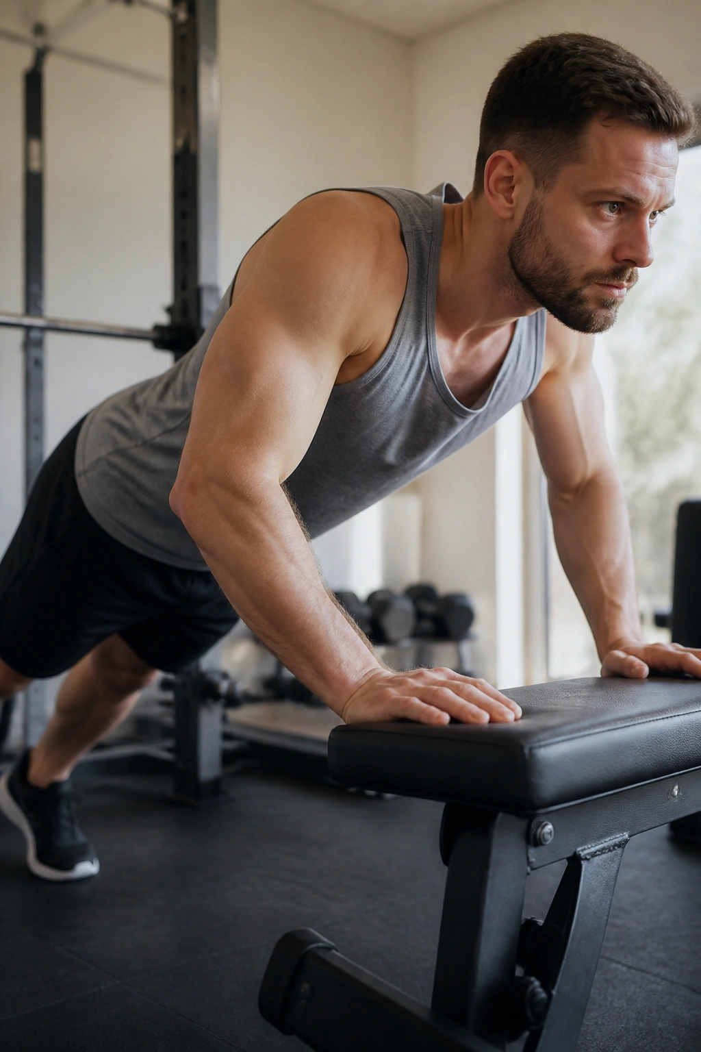 Person executing ladder-style push-ups with strong core and controlled movement