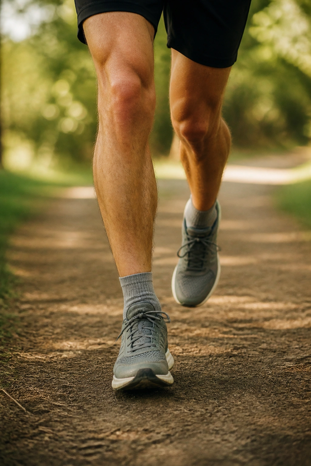 Runner doing a recovery jog on a soft dirt path