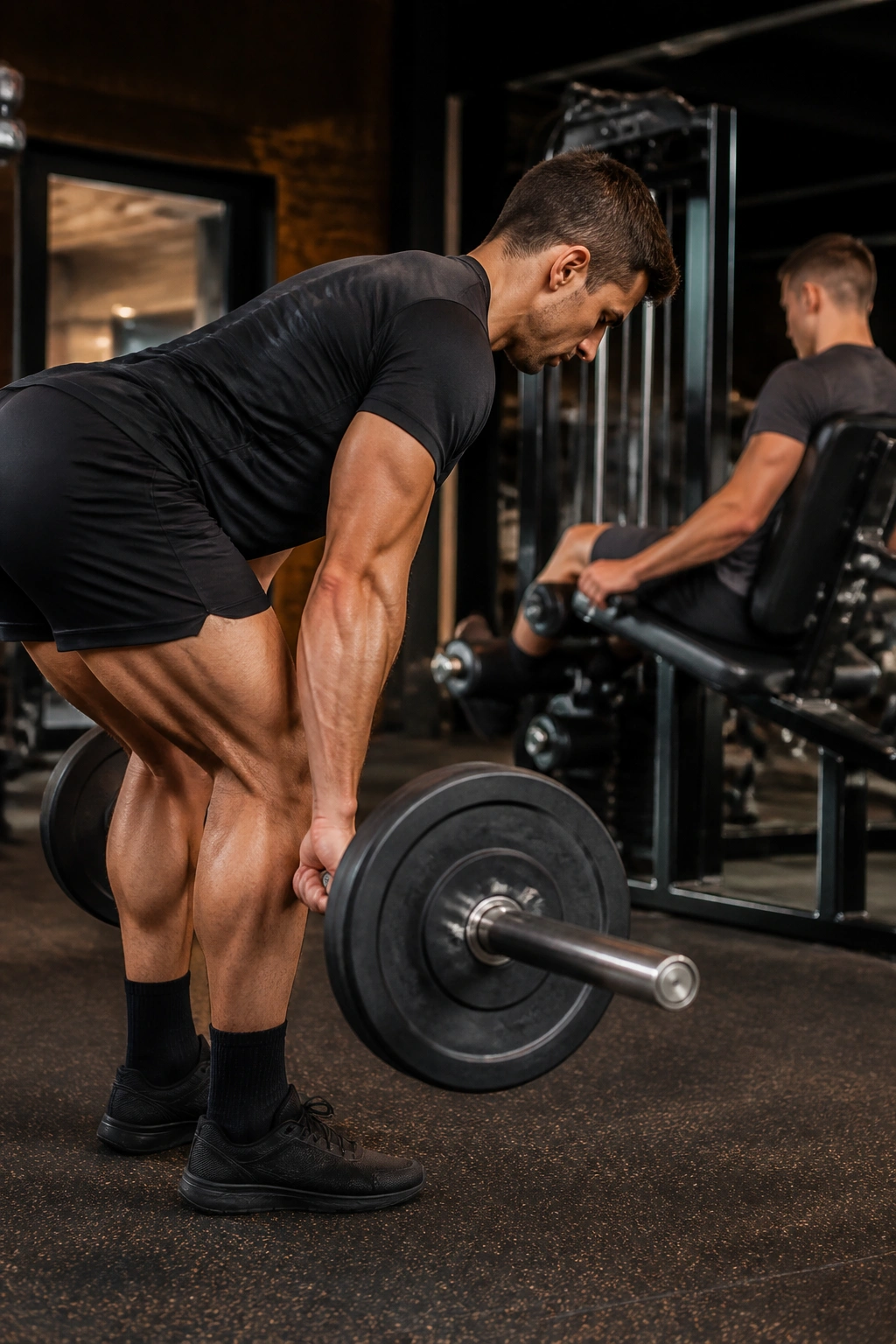 Hip hinge and hamstrings during Romanian deadlift in gym