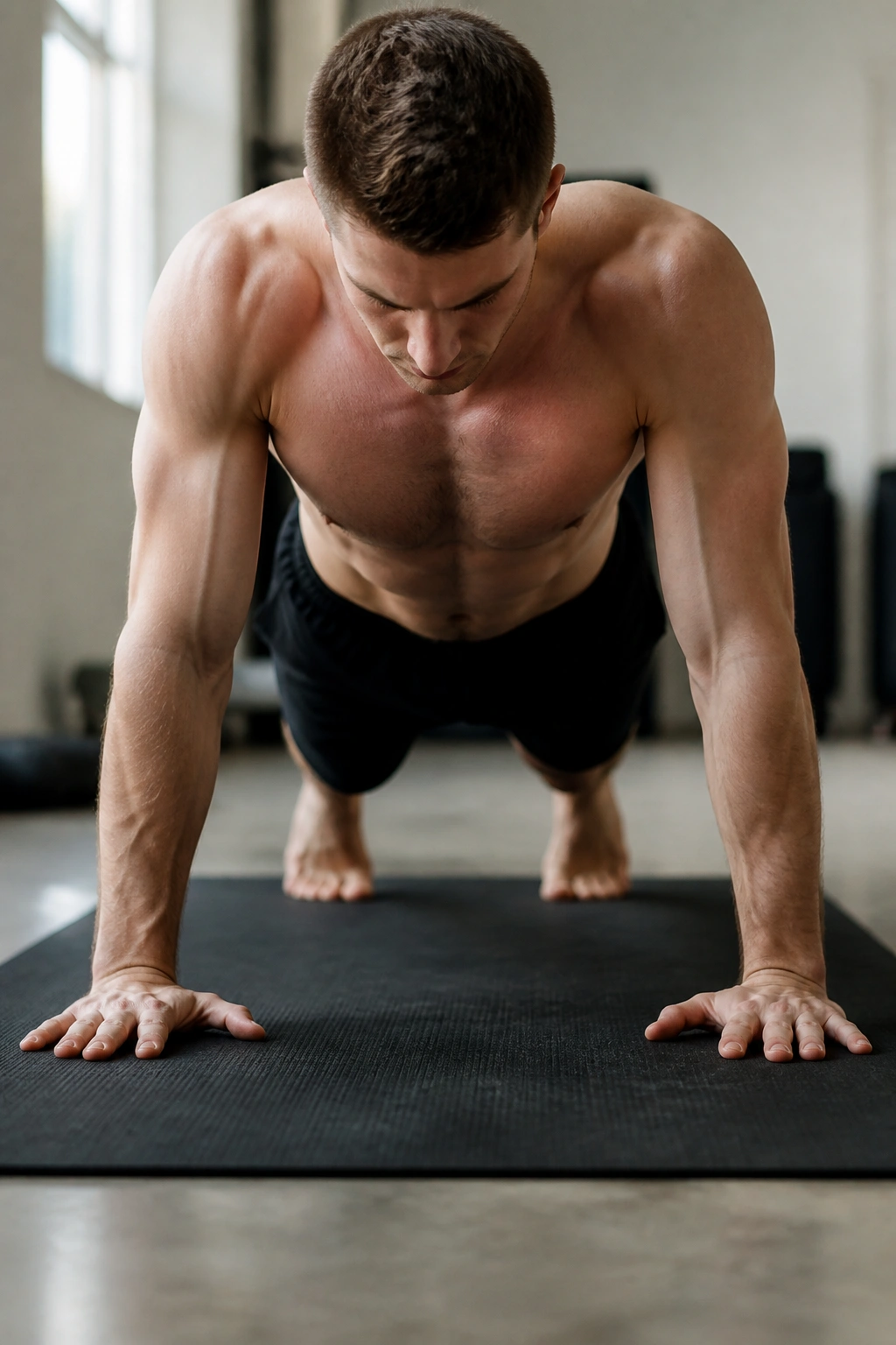 Person performing scapular push-ups focusing on shoulder blade movement
