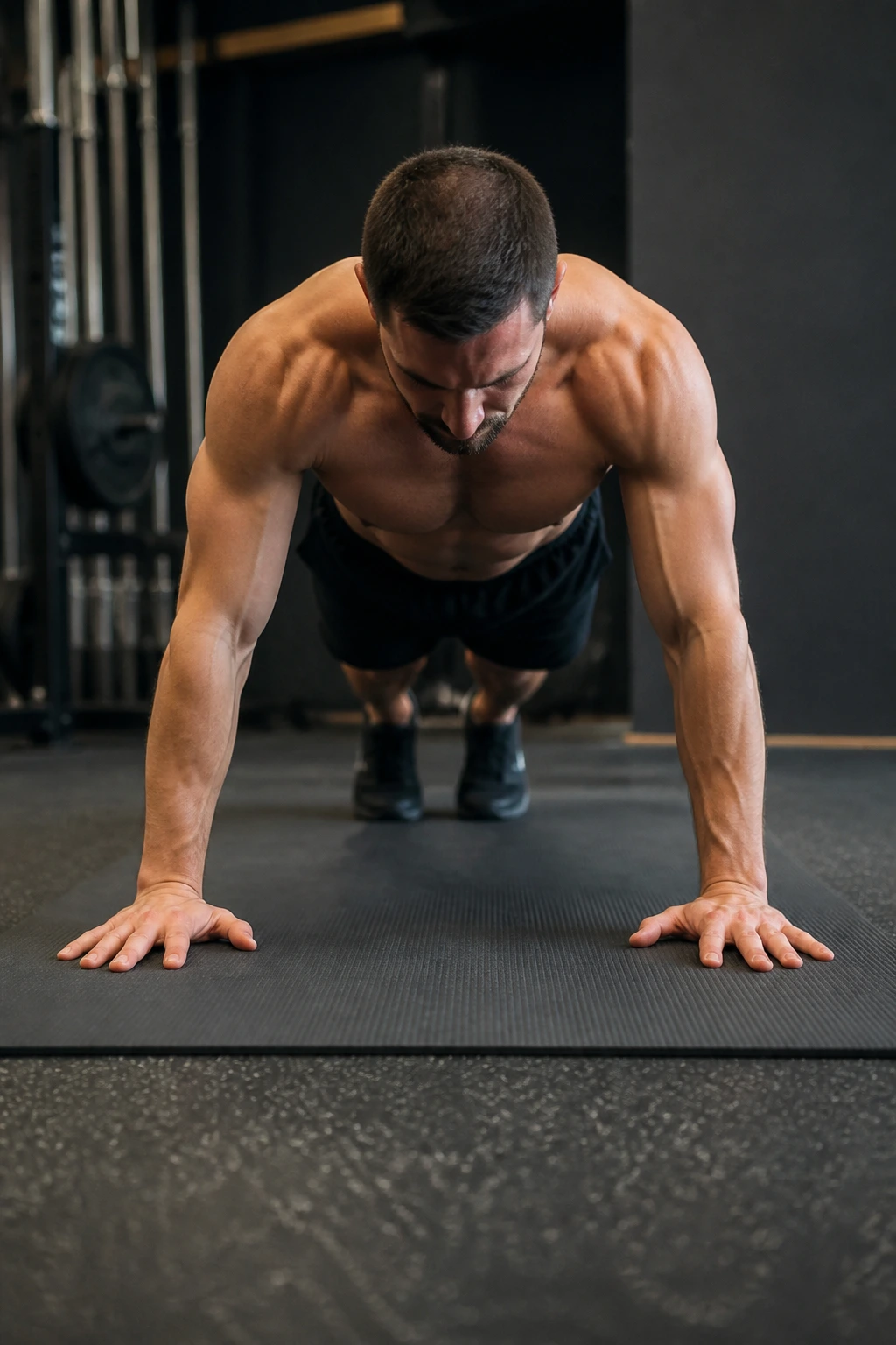 High plank scapular push-ups showing shoulder blade movement