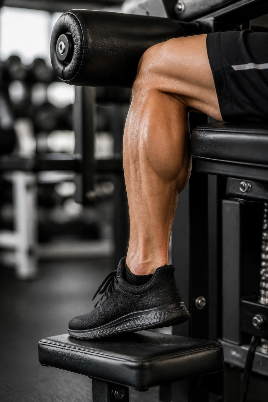 Seated calf raise showing soleus activation with bent-knee position