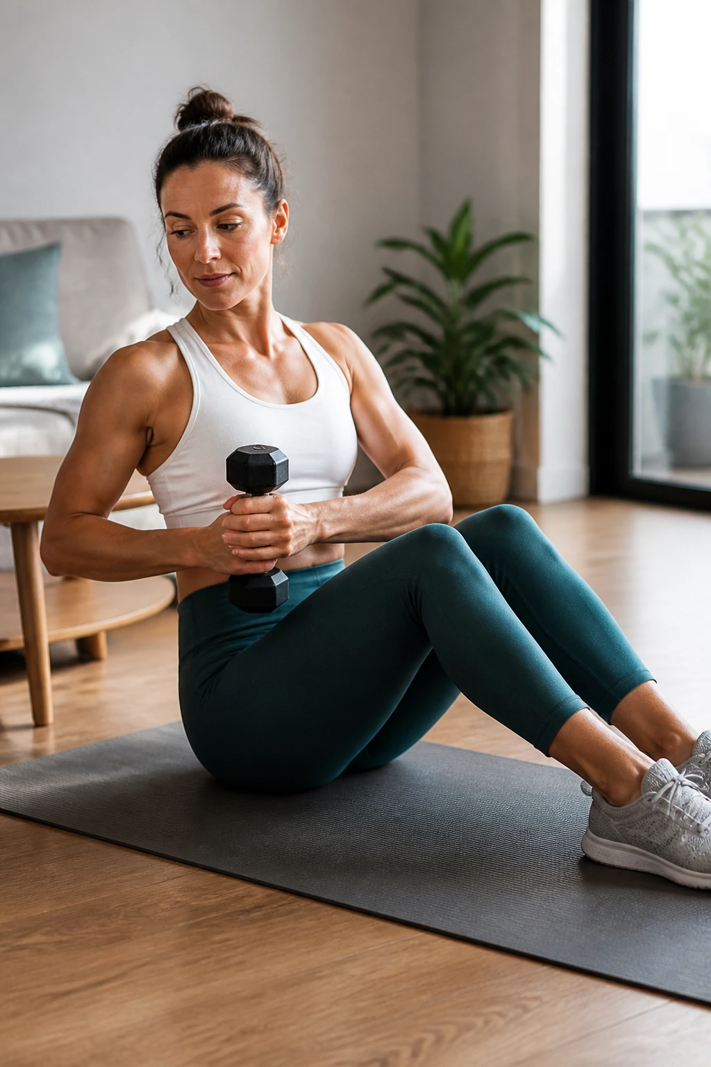 Person performing seated torso twists to improve thoracic mobility