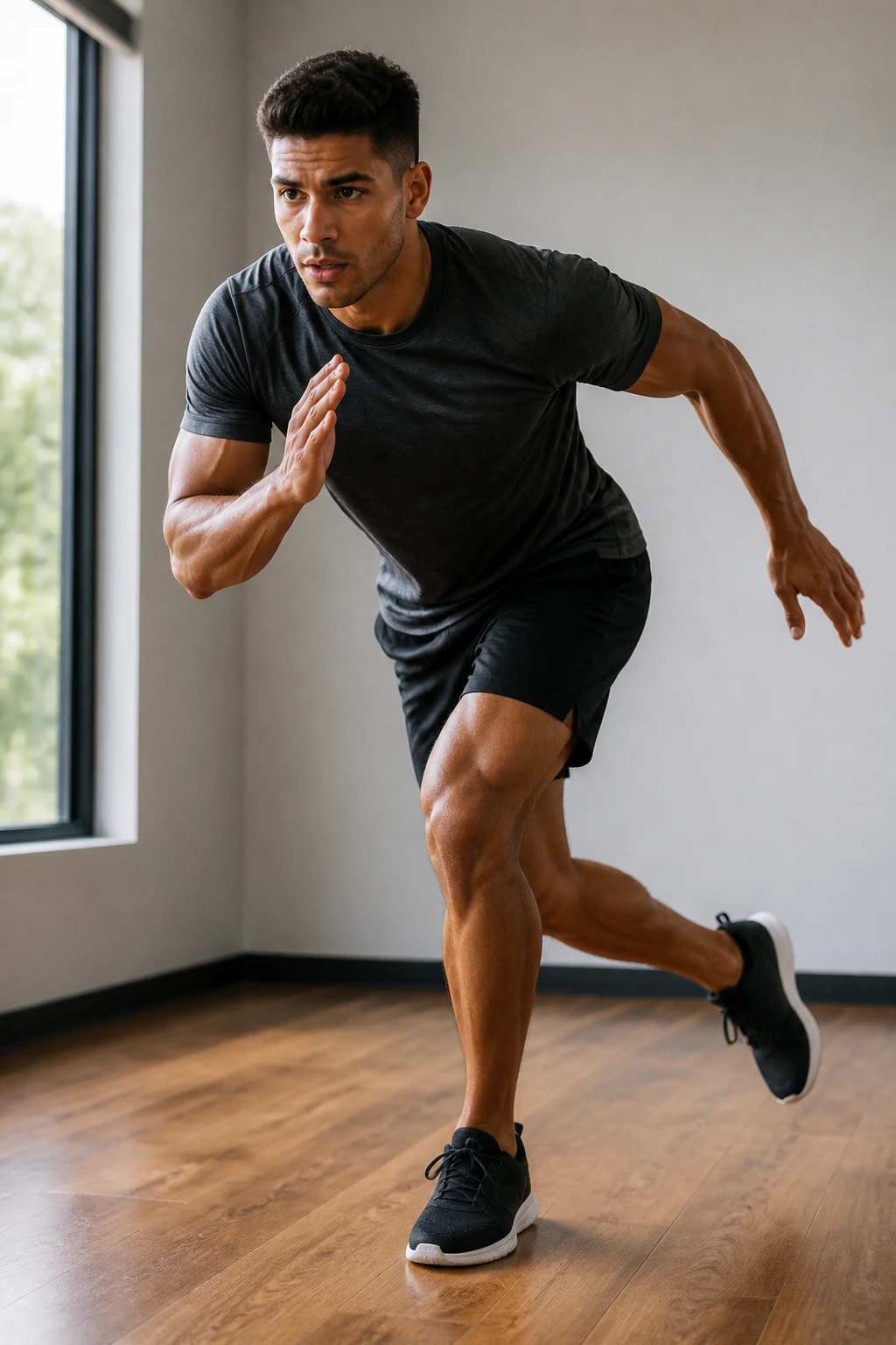 Full-body skater hop movement in a compact space