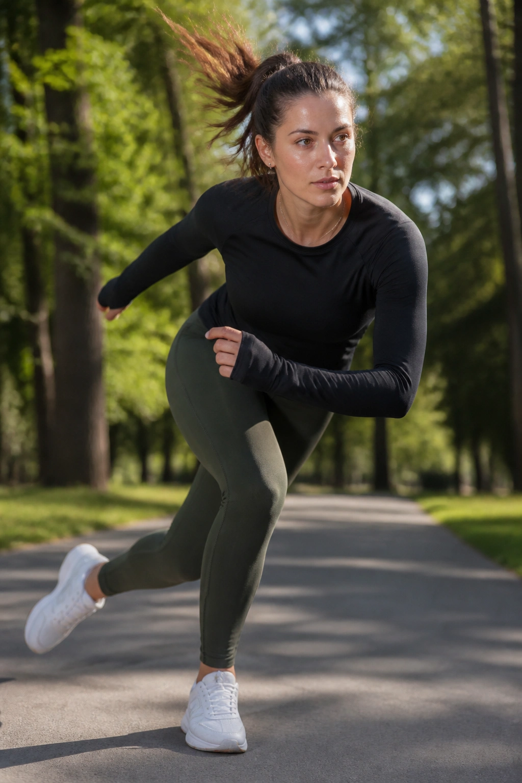 Medium close-up of a person performing skaters drill outdoors