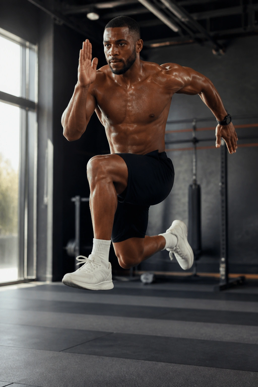 Athlete performing split squat jump switches