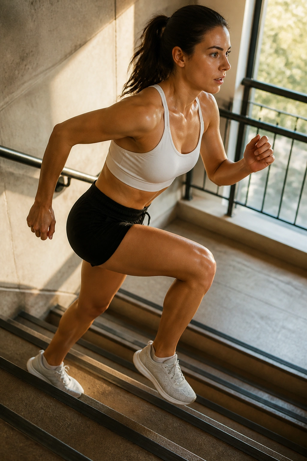 Person climbing stairs during interval training