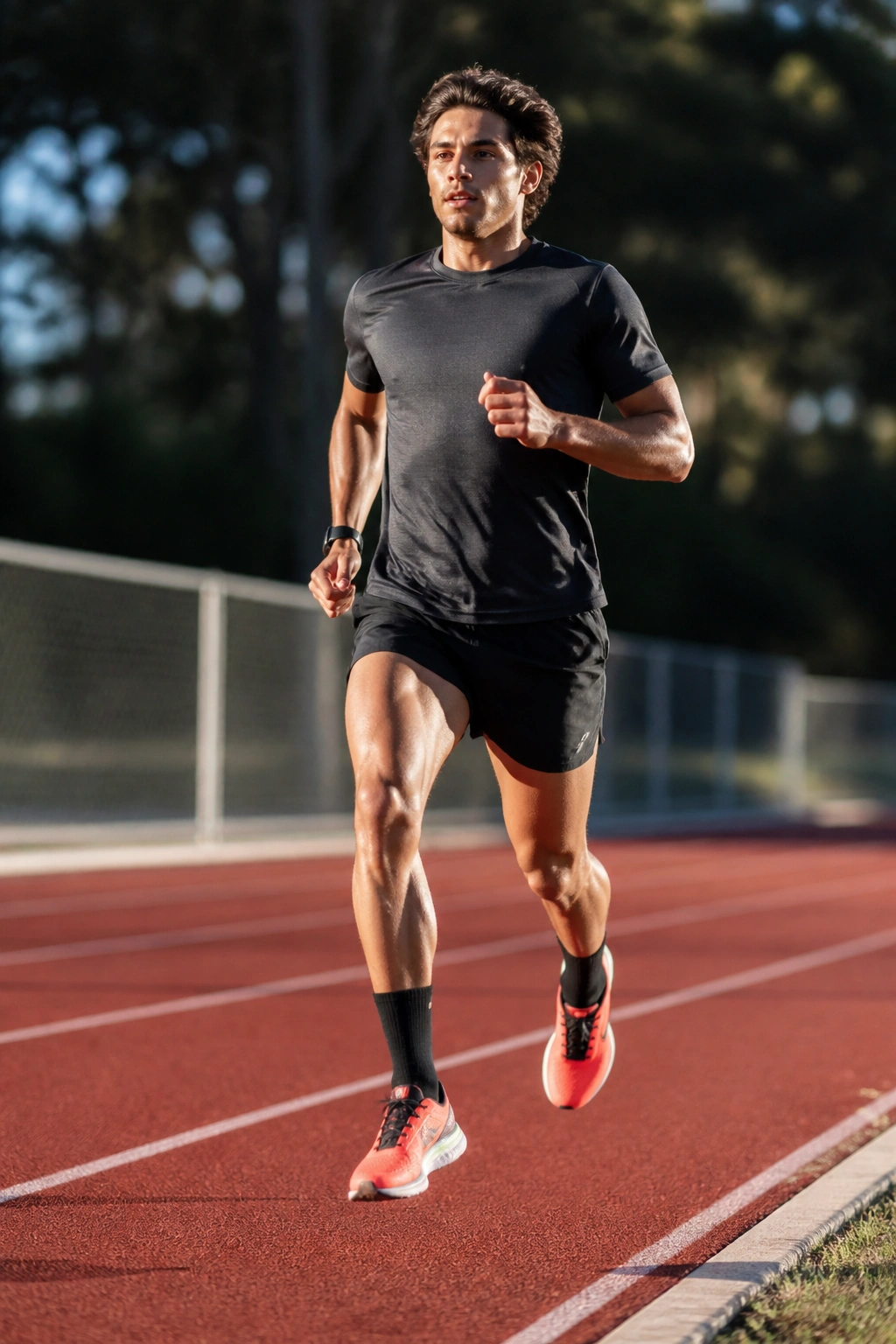 Runner performing strides after an easy run on track