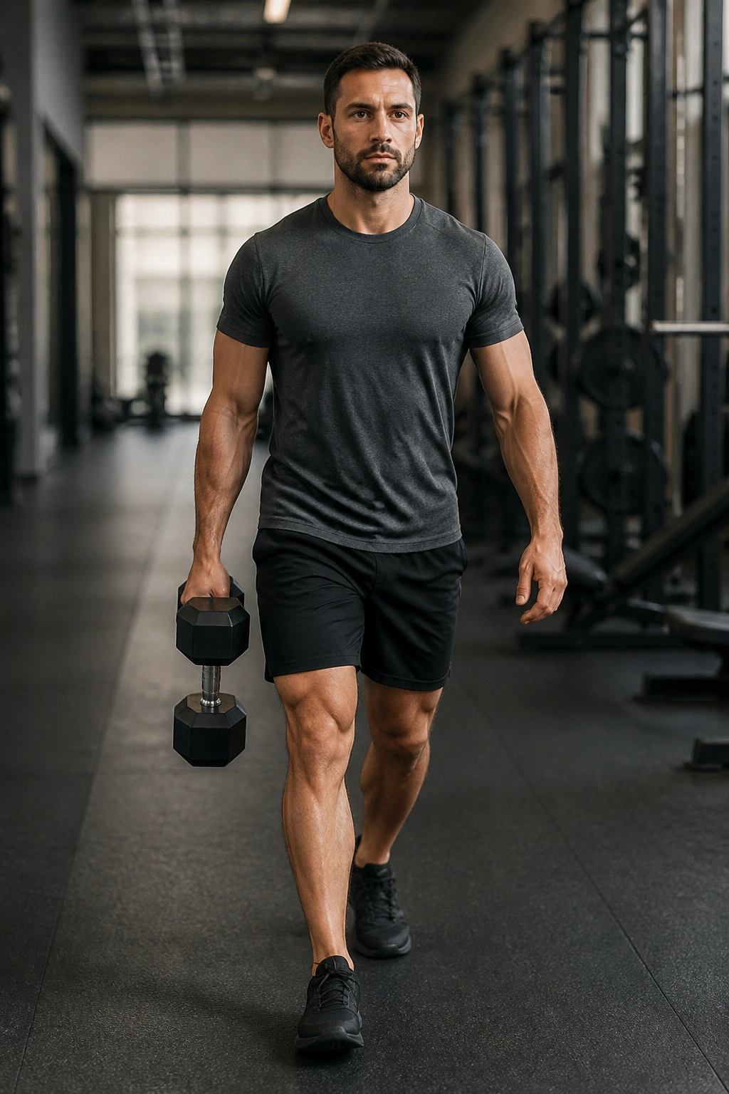 Unilateral suitcase carry with dumbbell emphasizing oblique and core stability