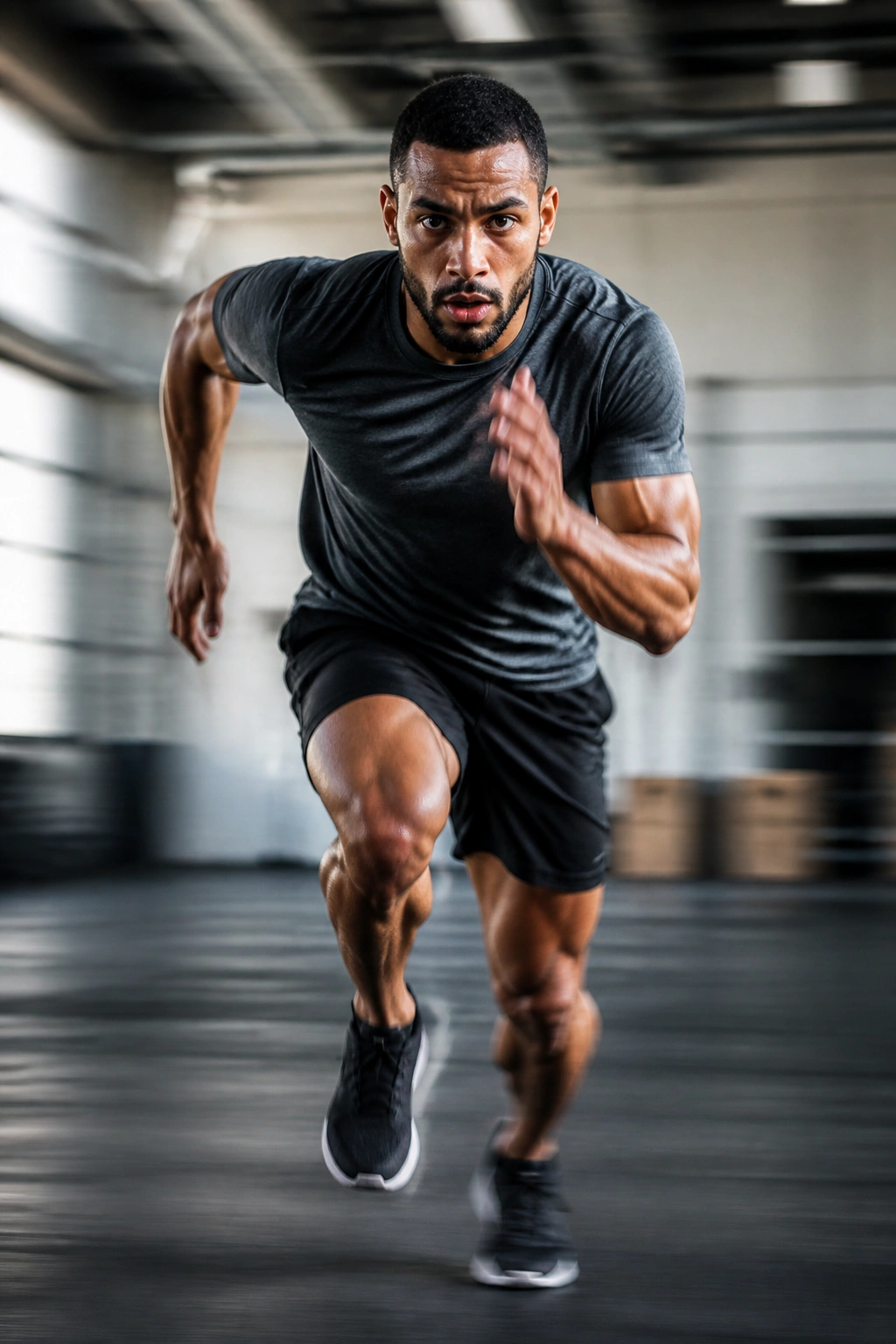 Athlete performing bodyweight sprints in a high-intensity Tabata interval