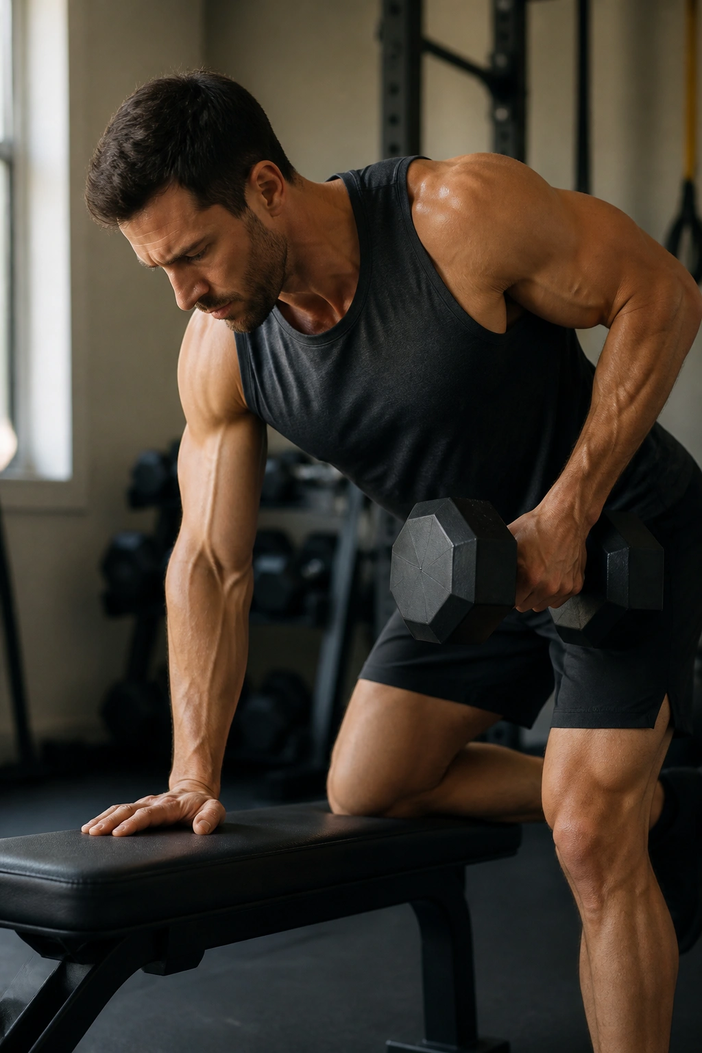 Portrait of person performing resistance exercise to illustrate training mix