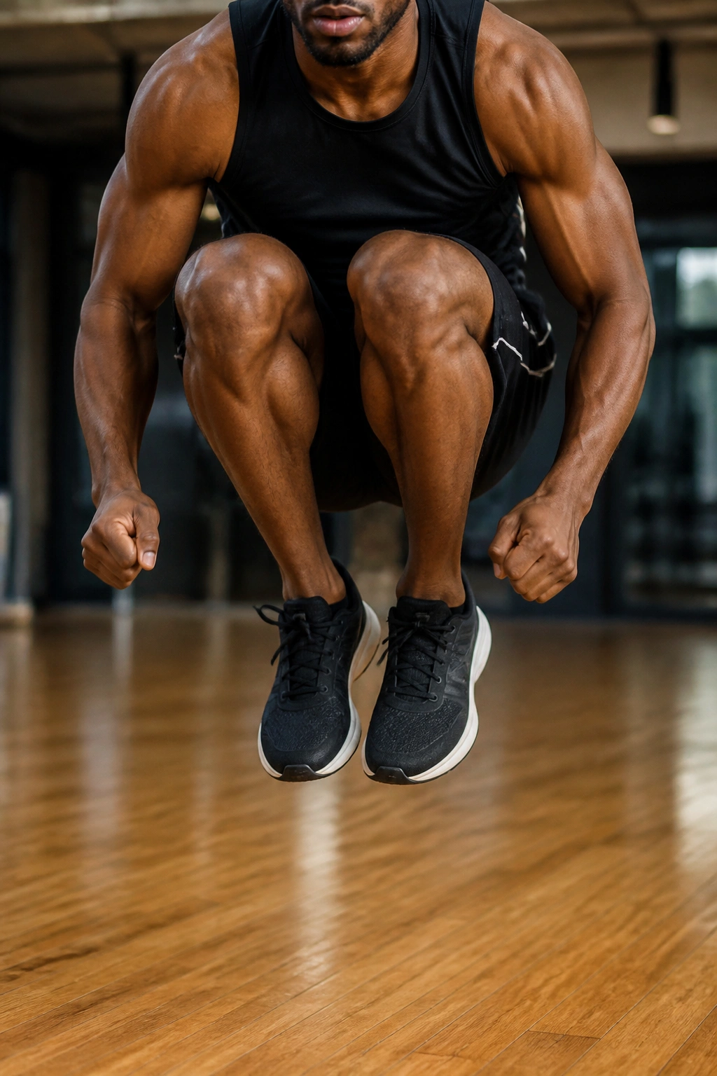 Athlete performing a tuck jump