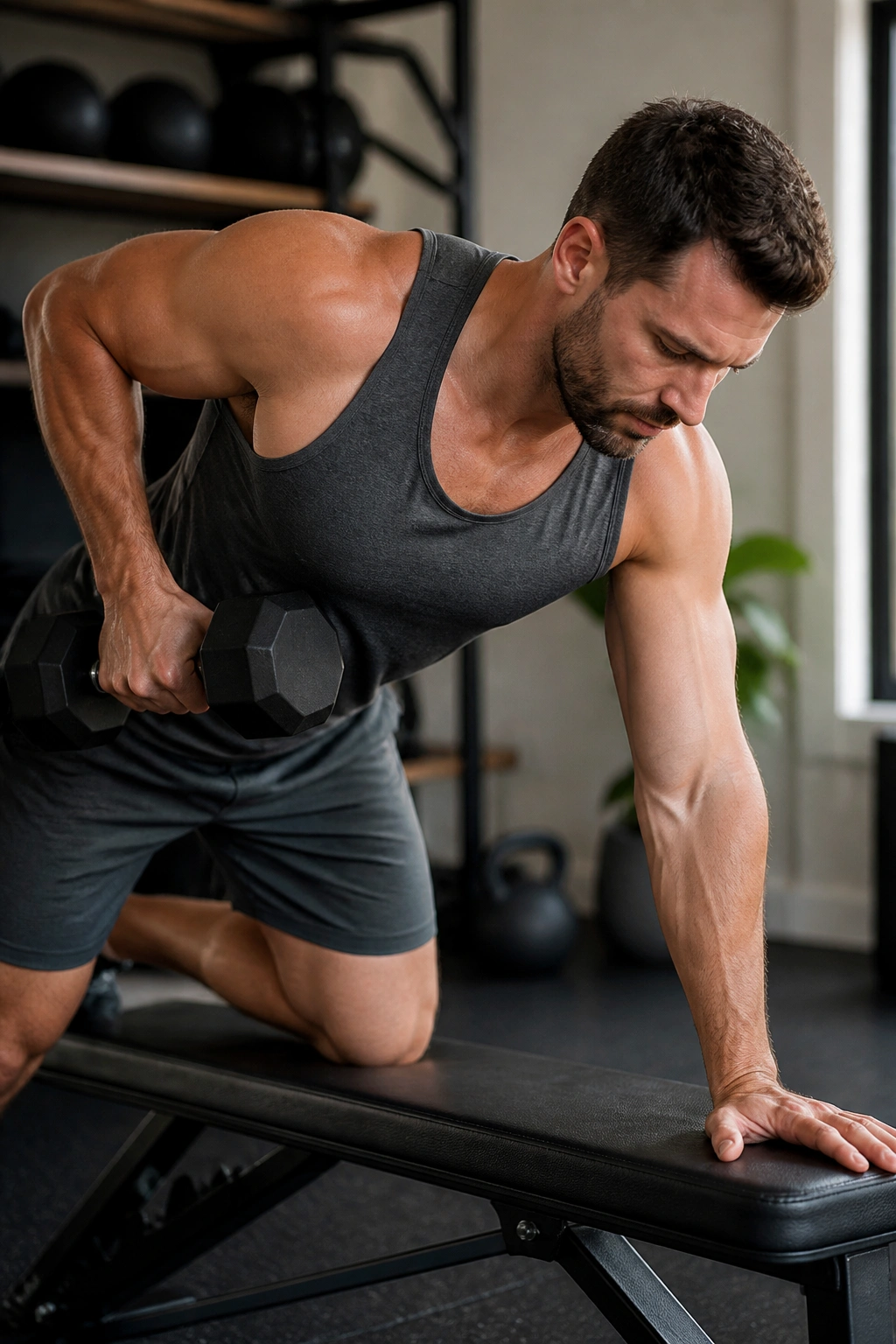Person performing upper-body density block with incline push-ups in gym