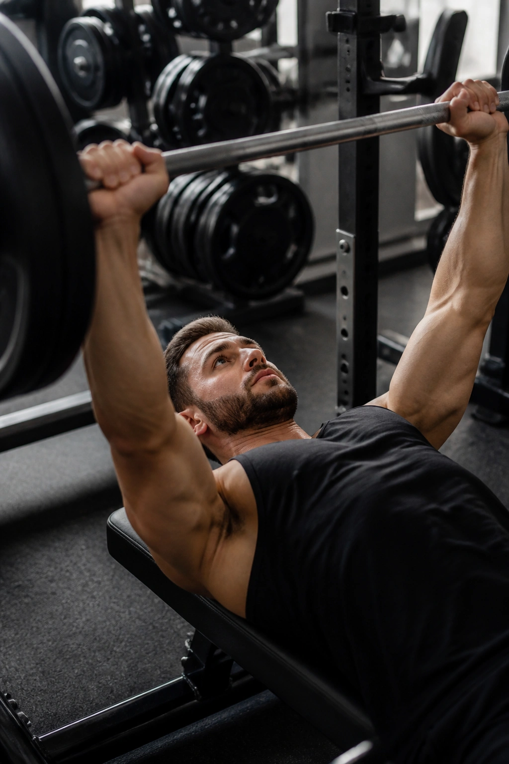 Lifter bench pressing for upper-lower four-day split