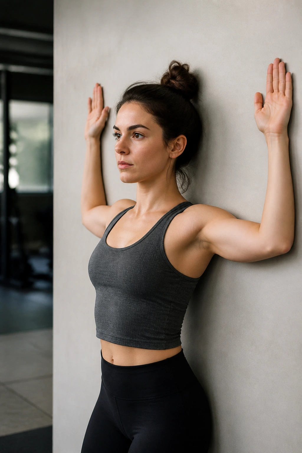 Real person performing wall angels to improve shoulder and ribcage control