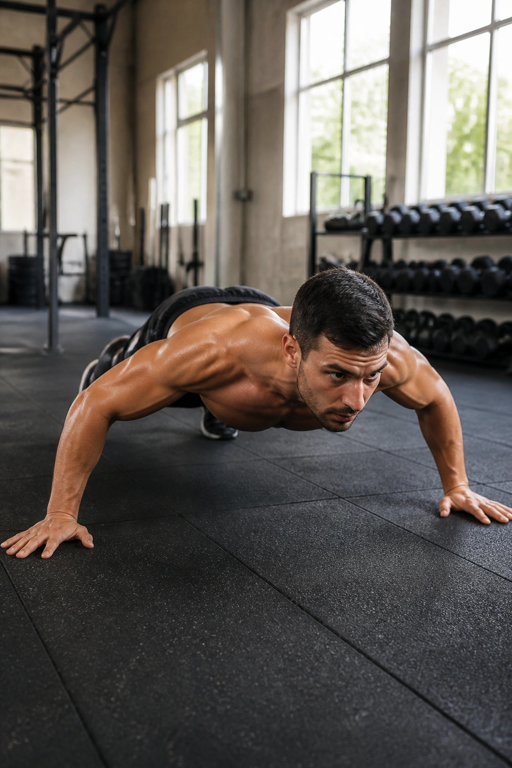 Push-ups with a wide grip emphasizing chest and outer shoulders.