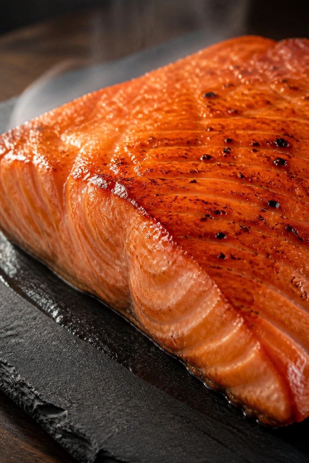 Wild-caught salmon fillet on slate, omega-3 powerhouse.