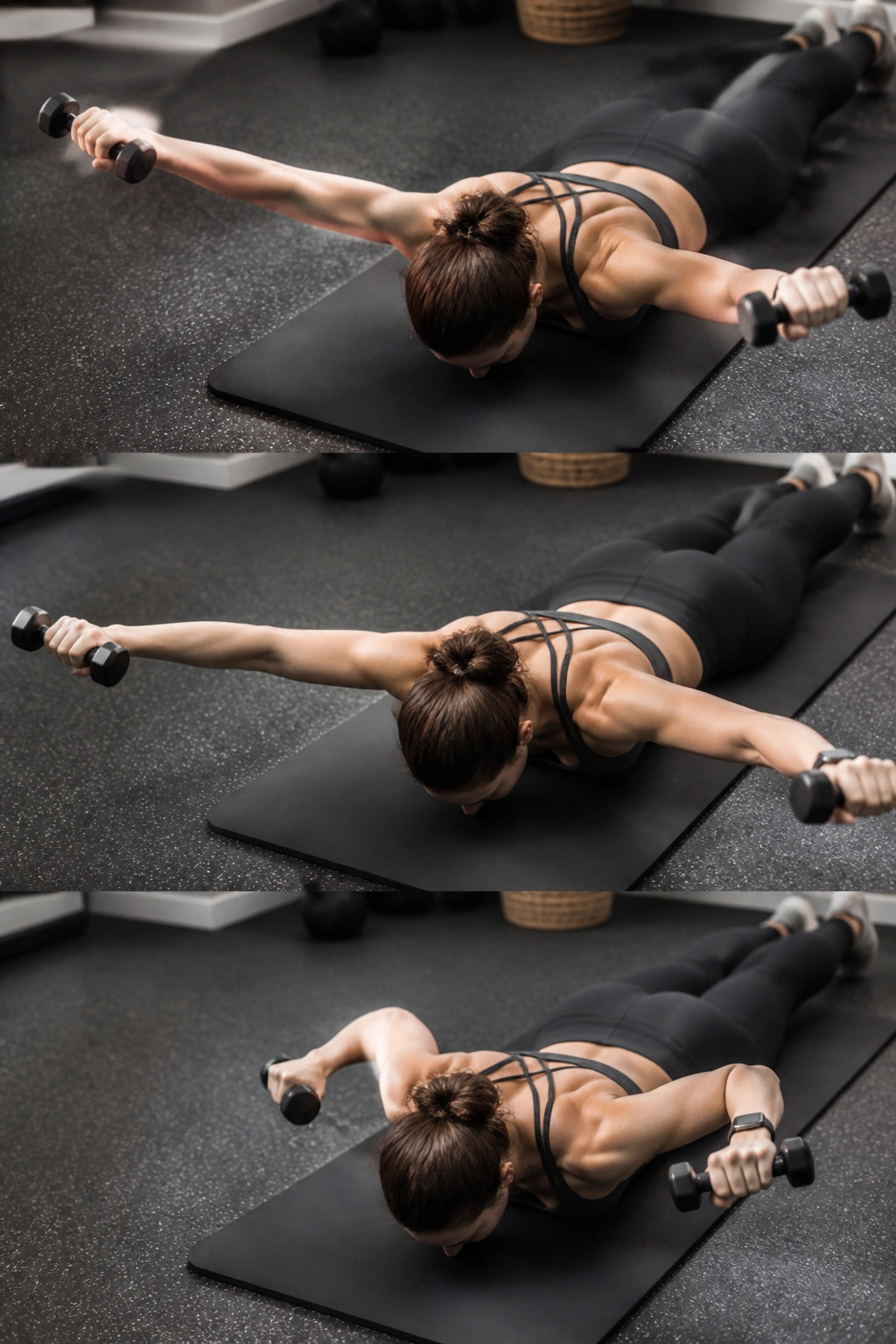 Person performing prone Y-T-W raises on the floor.