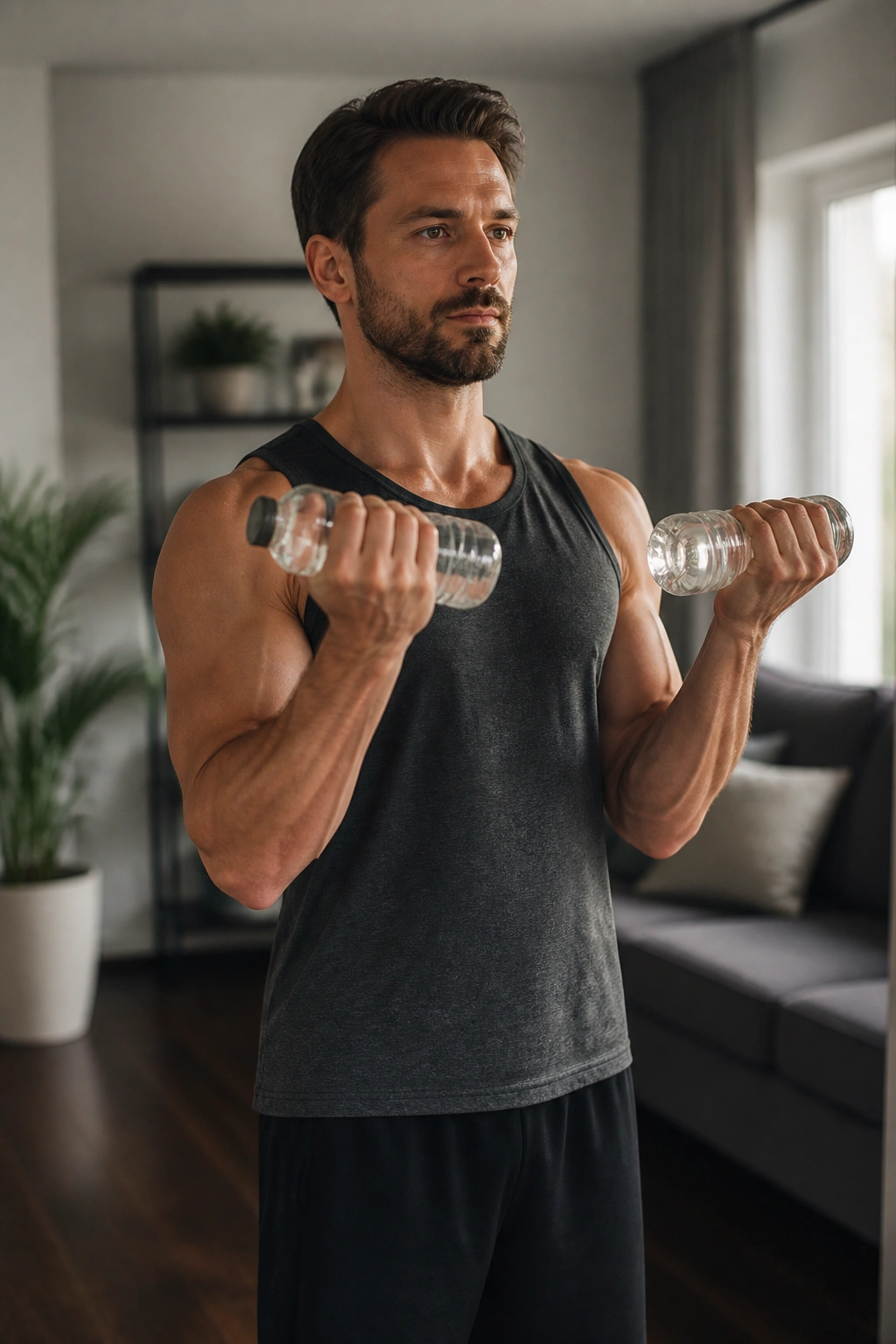 Forearm rotation in Zottman curl with household weights