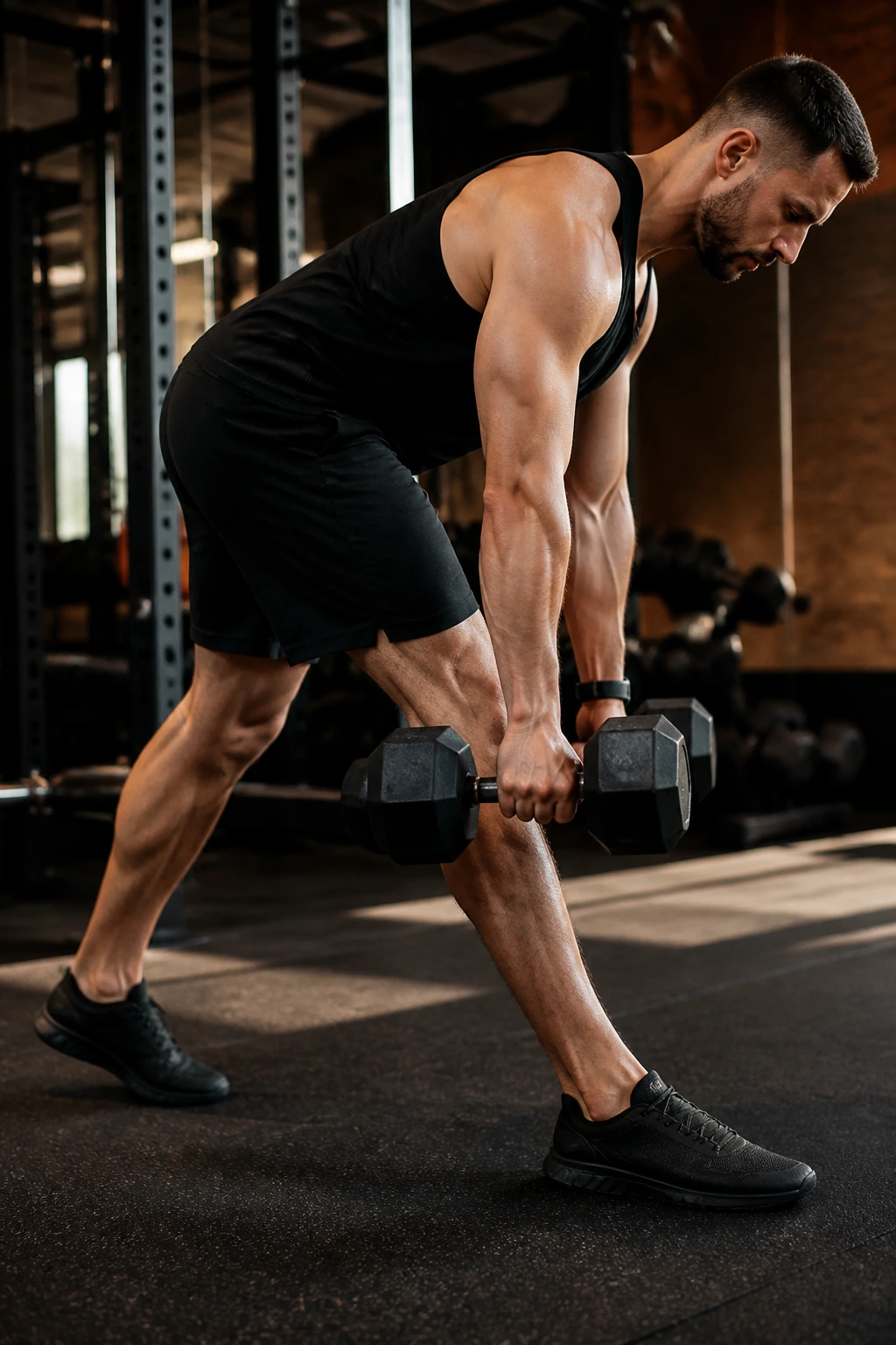 B-stance Romanian Deadlift with staggered feet