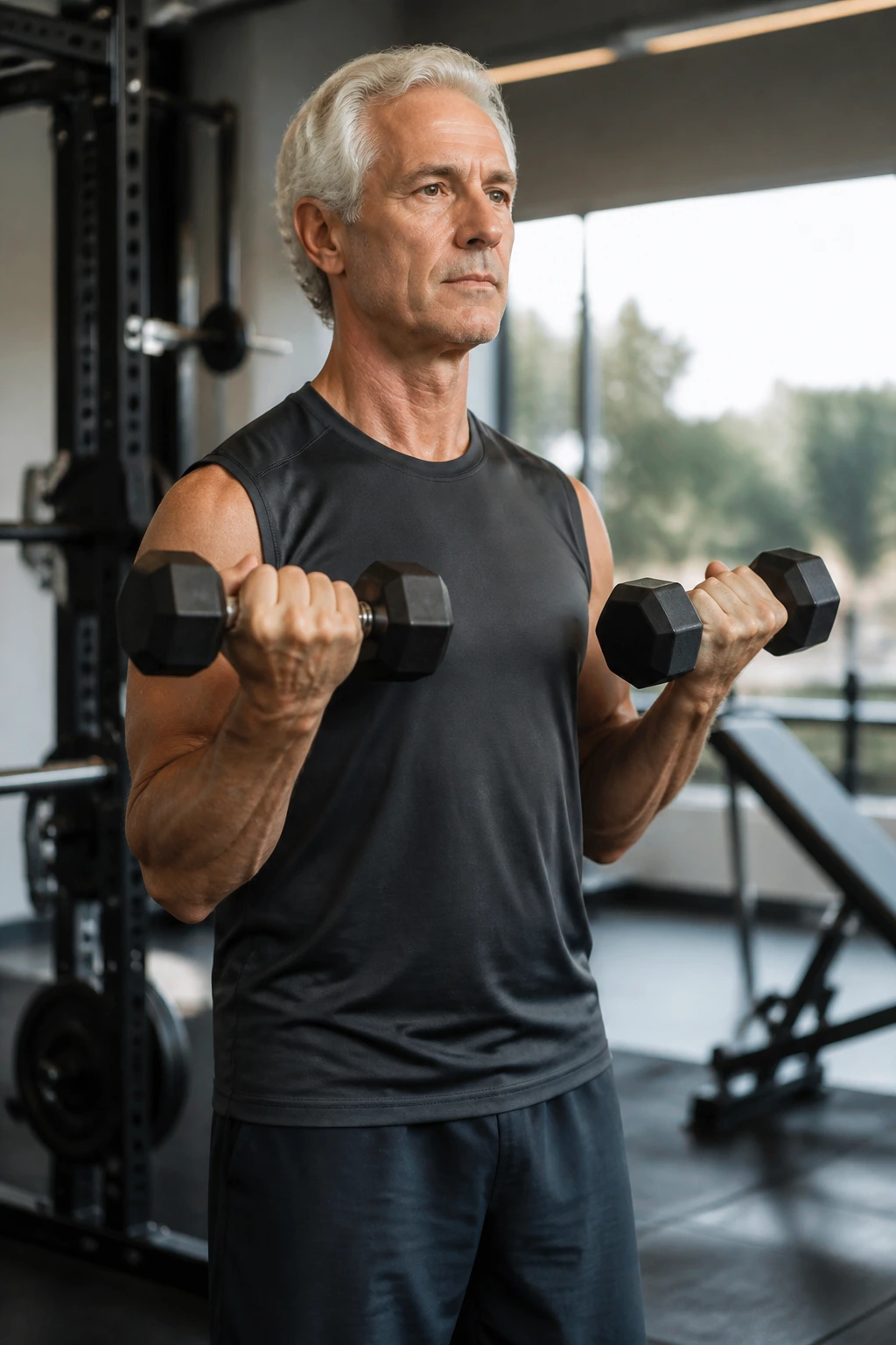 Person performing a dumbbell biceps curl with proper form