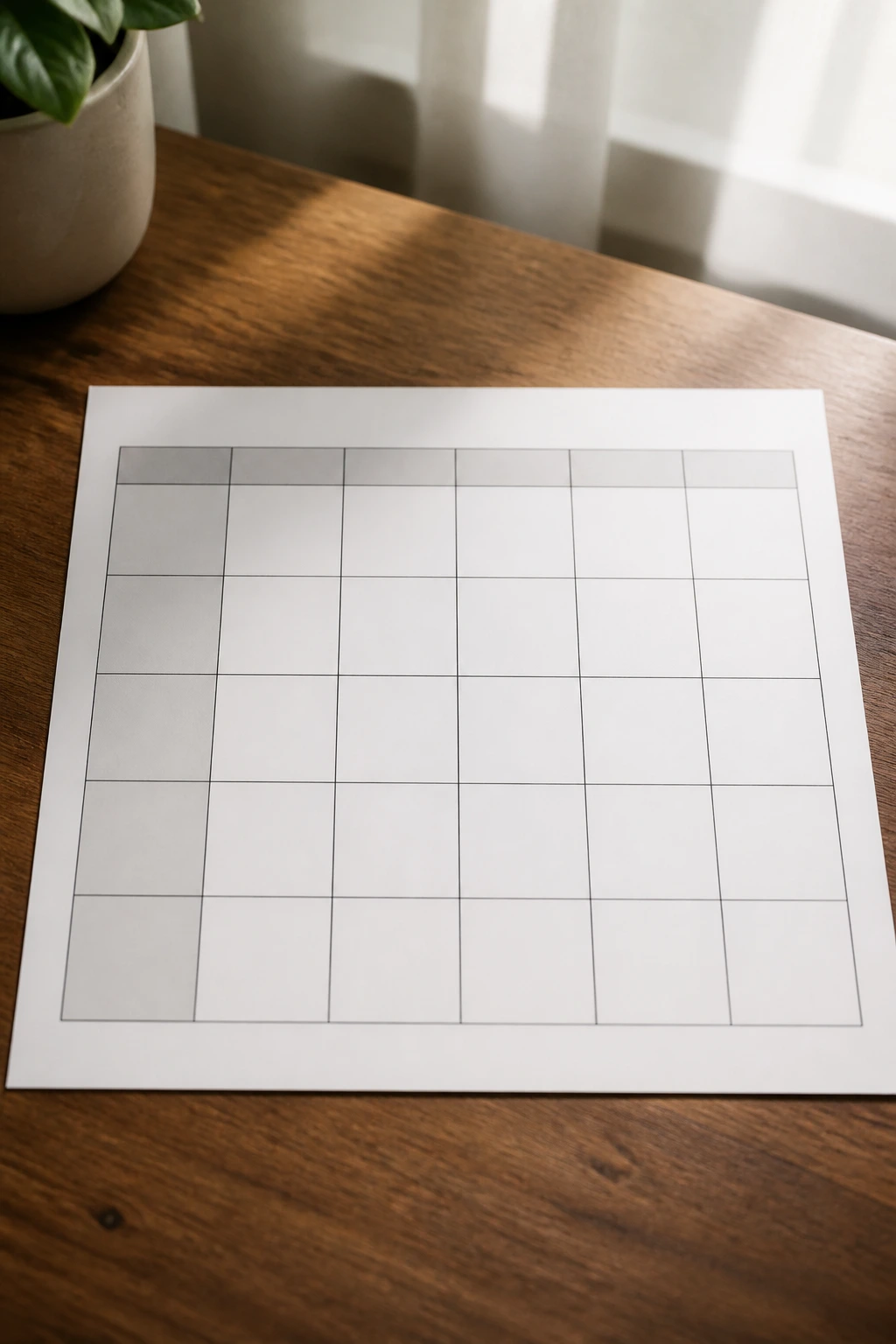 Blank calendar grid with empty boxes for a repeatable week