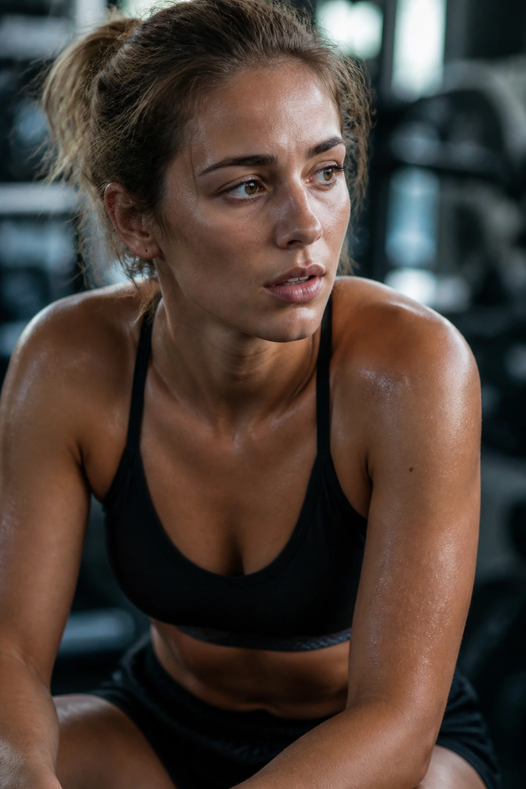 Athlete's focused face during exercise highlighting burn as effort, not pain