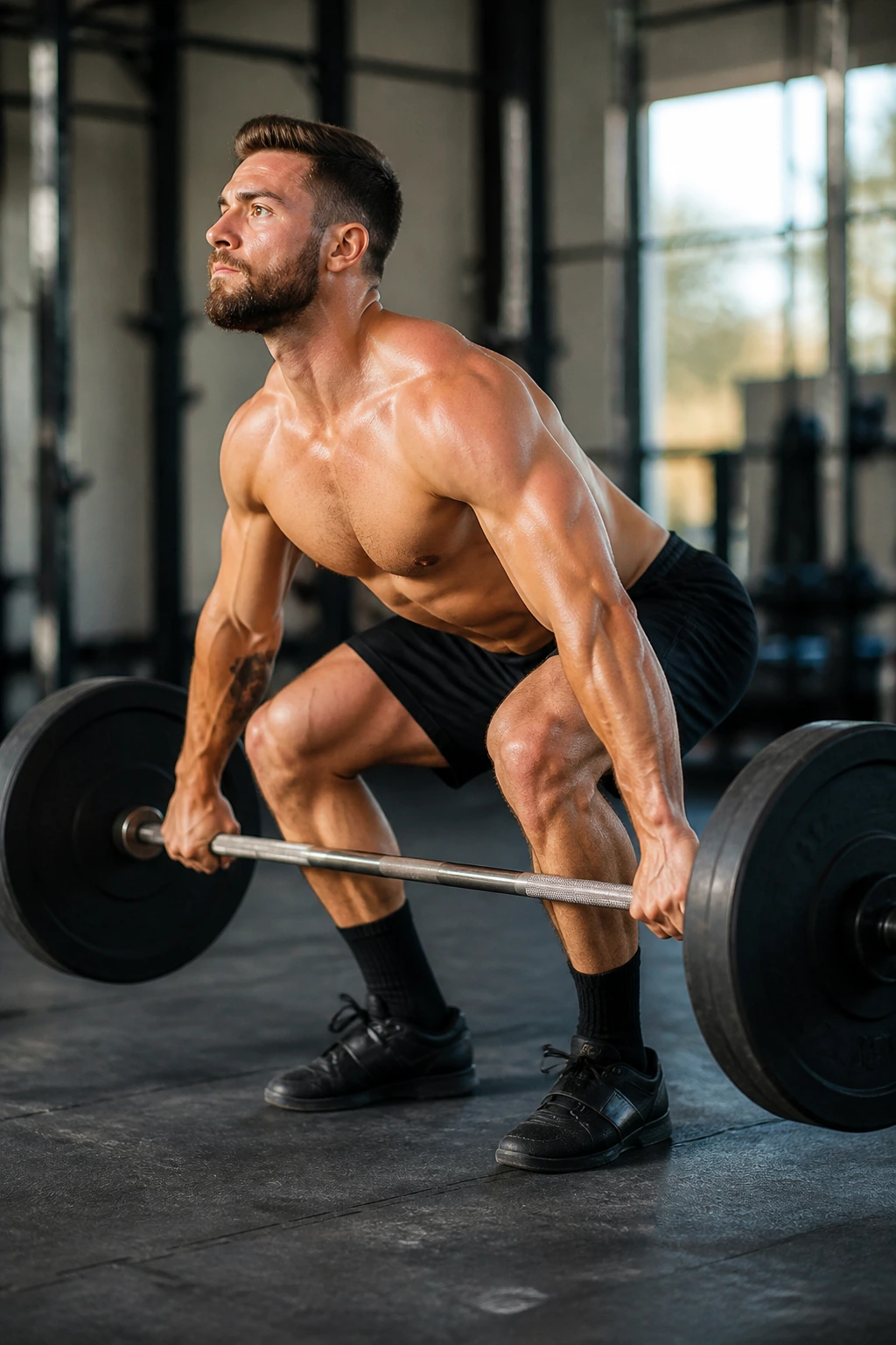Lifter performing clean pulls from the knee