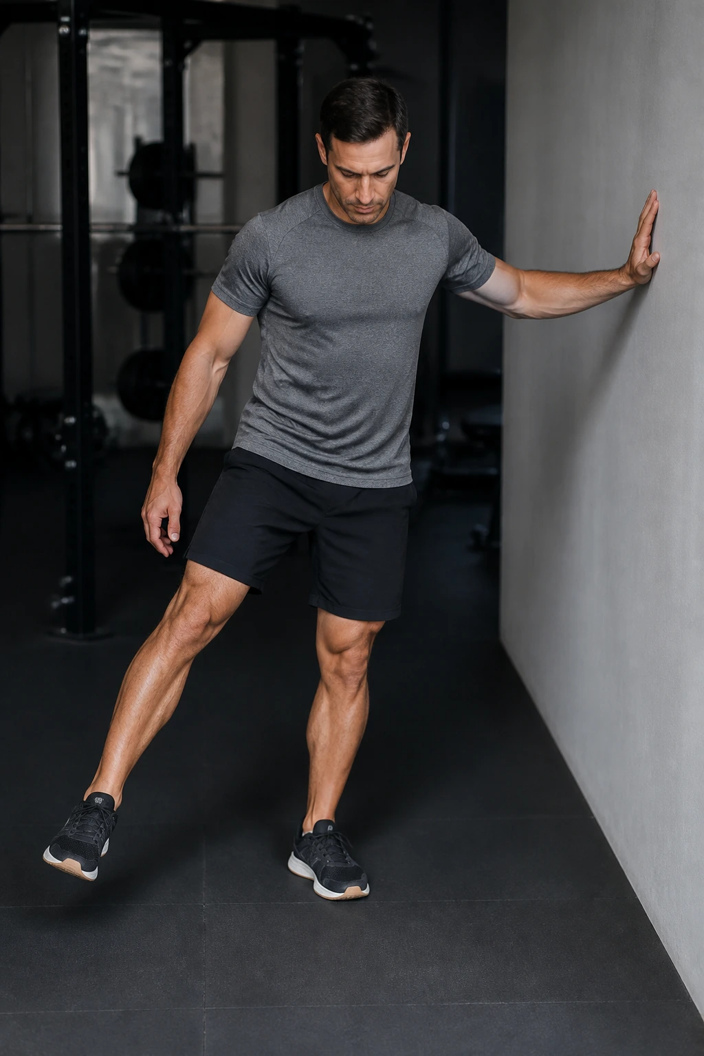 One-legged balance drill with clock-tap taps around standing foot