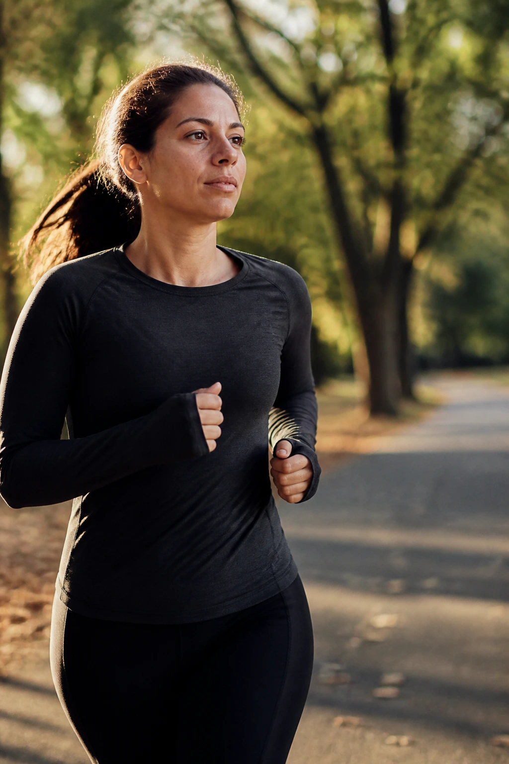 Close-up of a real runner rebuilding fitness after a long break on a park path
